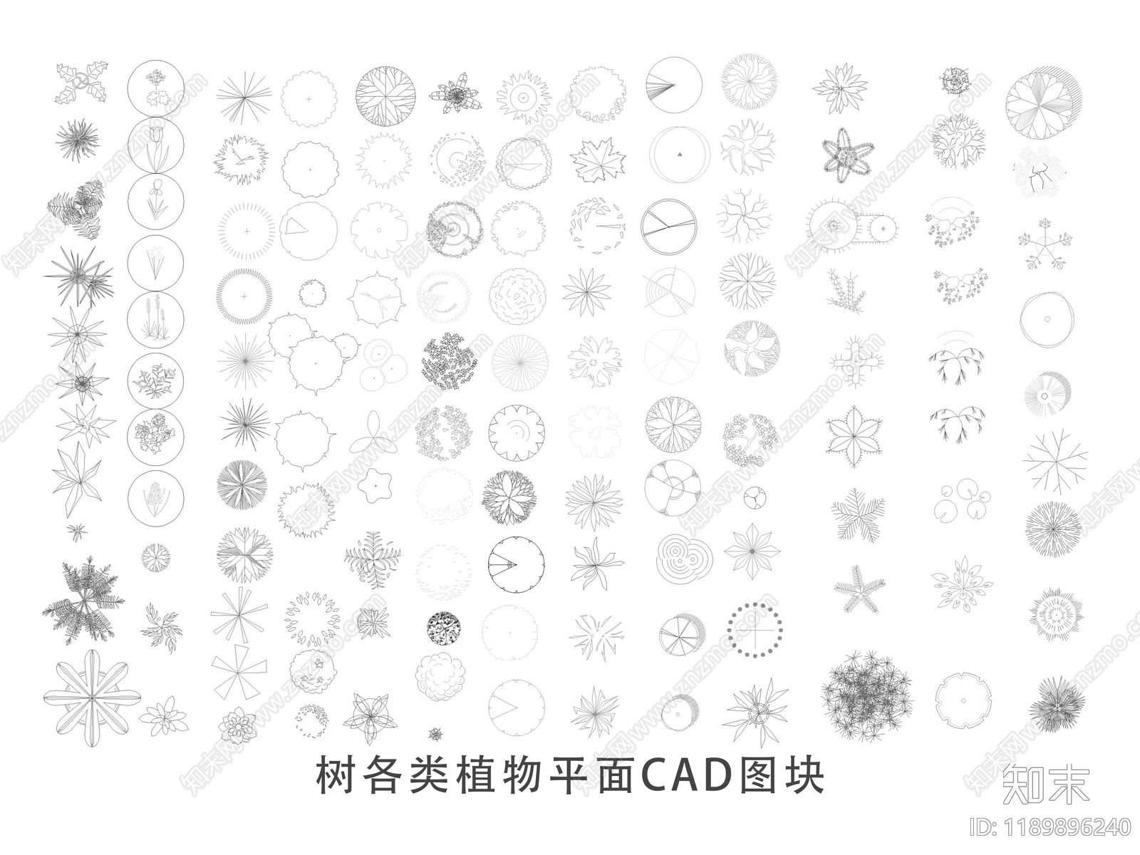 现代综合植物图库cad施工图下载【ID:1189896240】
