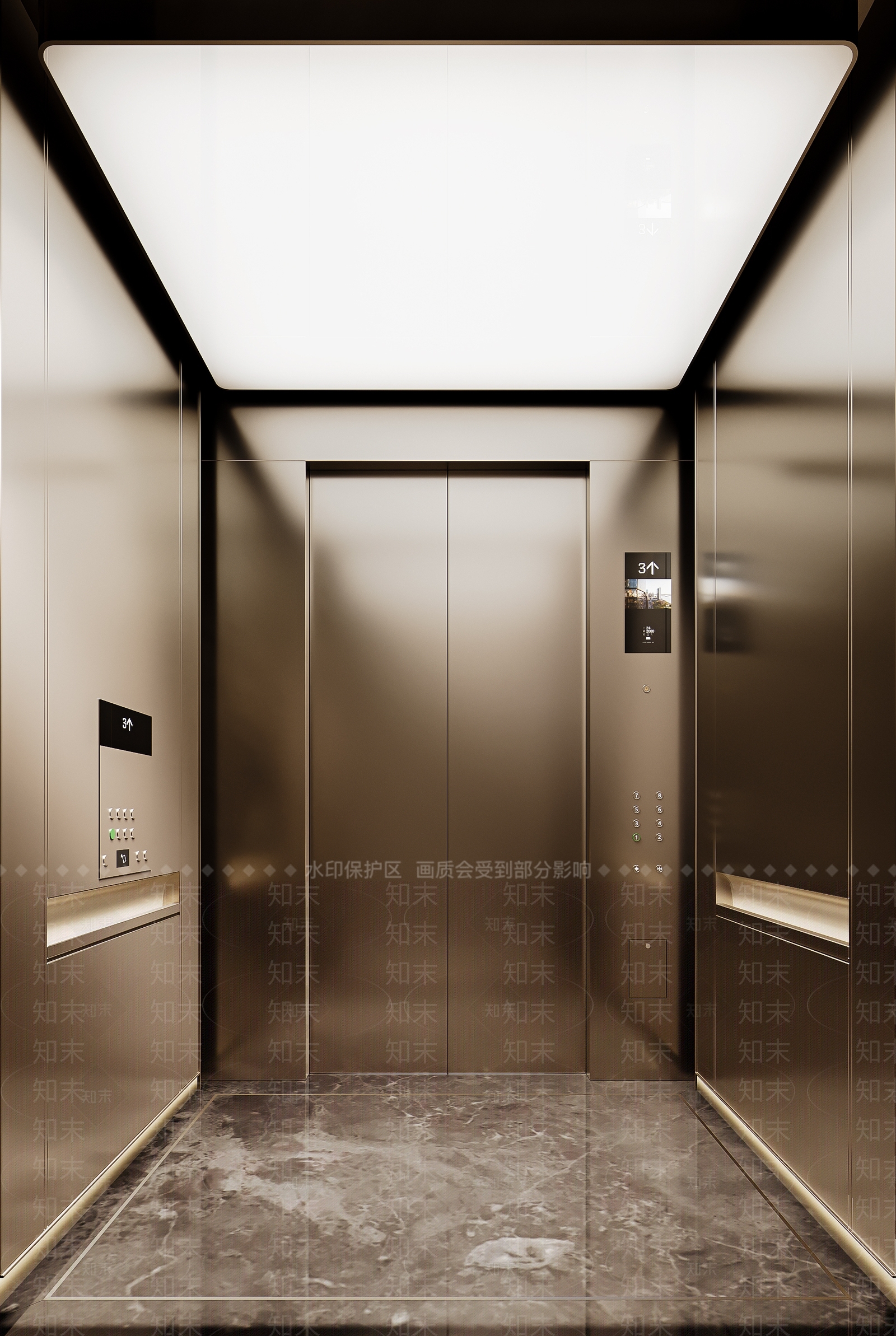 现代轻奢电梯间3D模型下载【ID:1189897814】