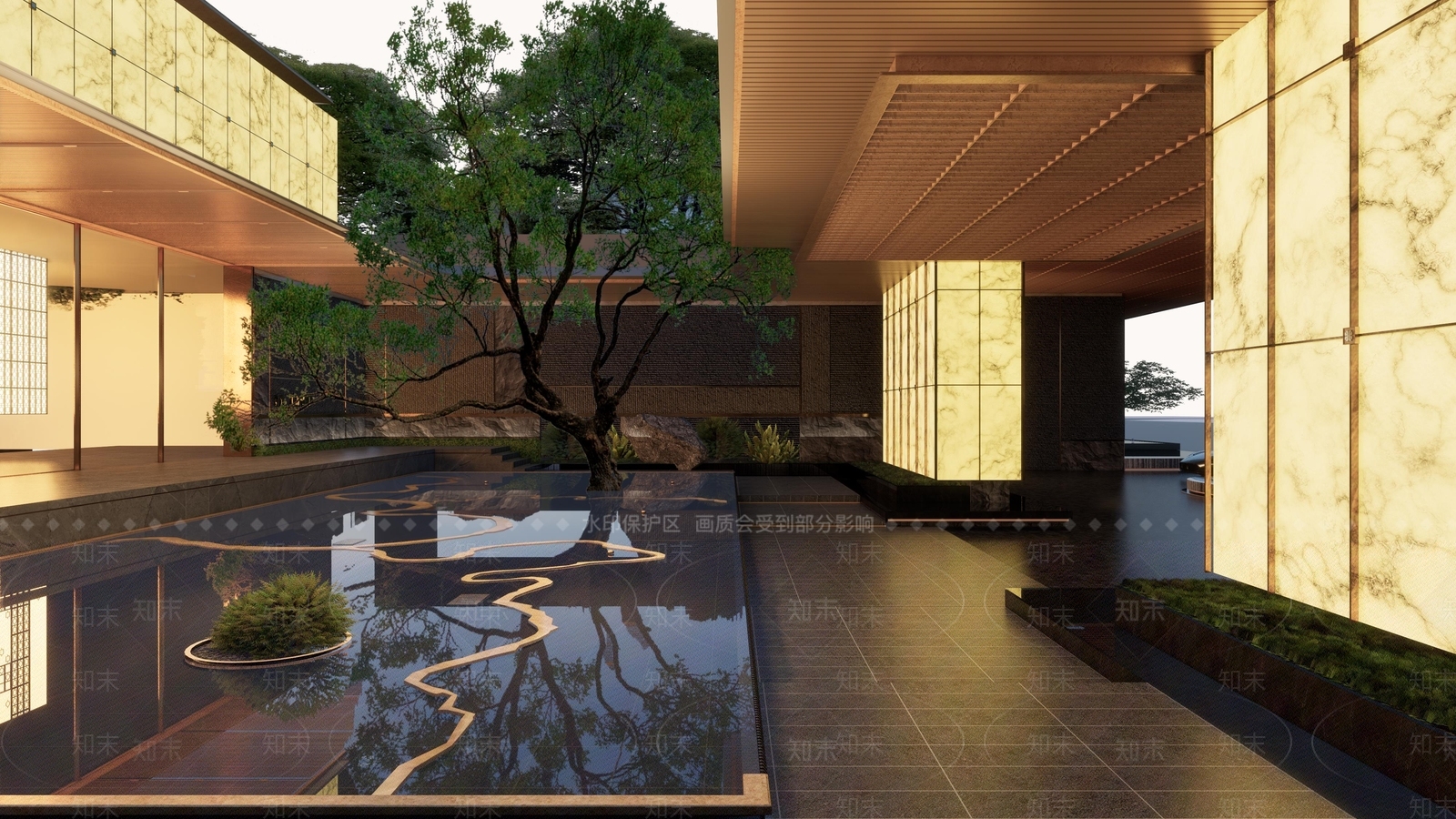 简约禅意小区景观SU模型下载【ID:1189902221】