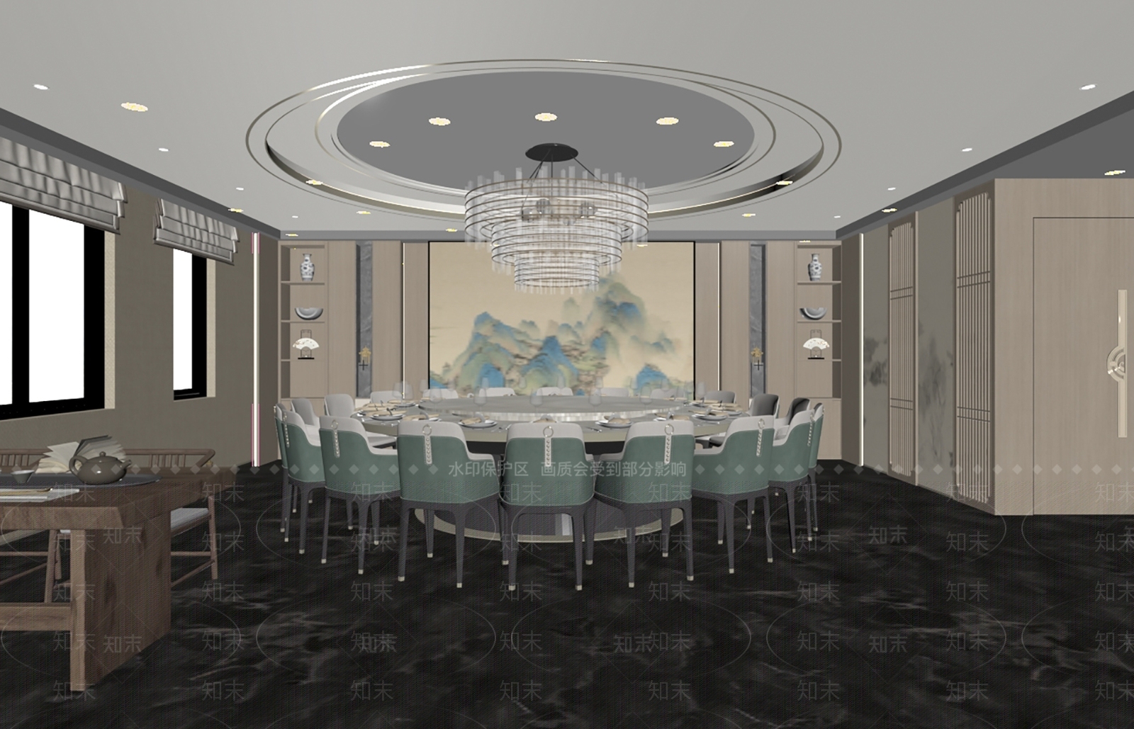 新中式包厢SU模型下载【ID:1189902714】