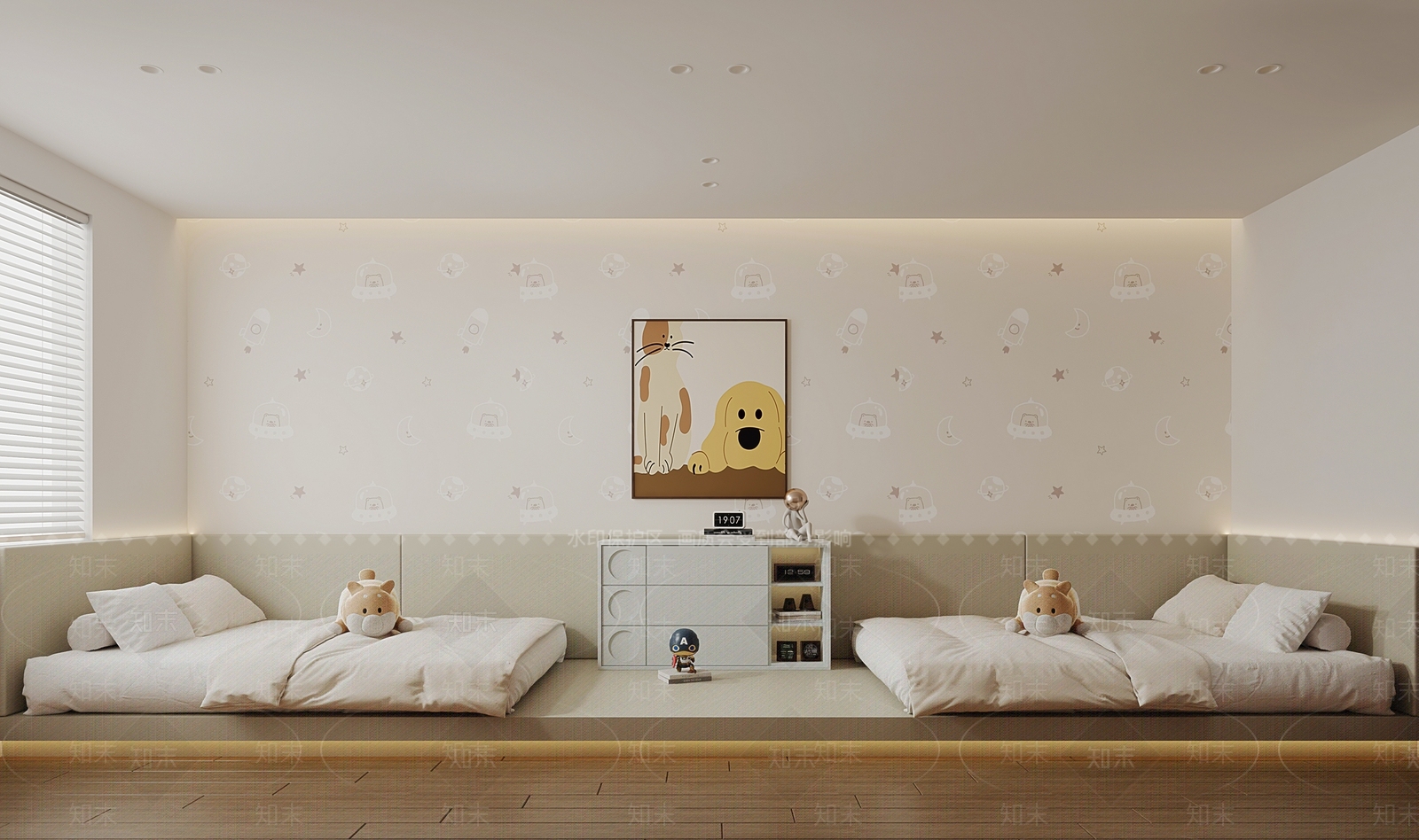 现代法式榻榻米卧室3D模型下载【ID:1189905862】