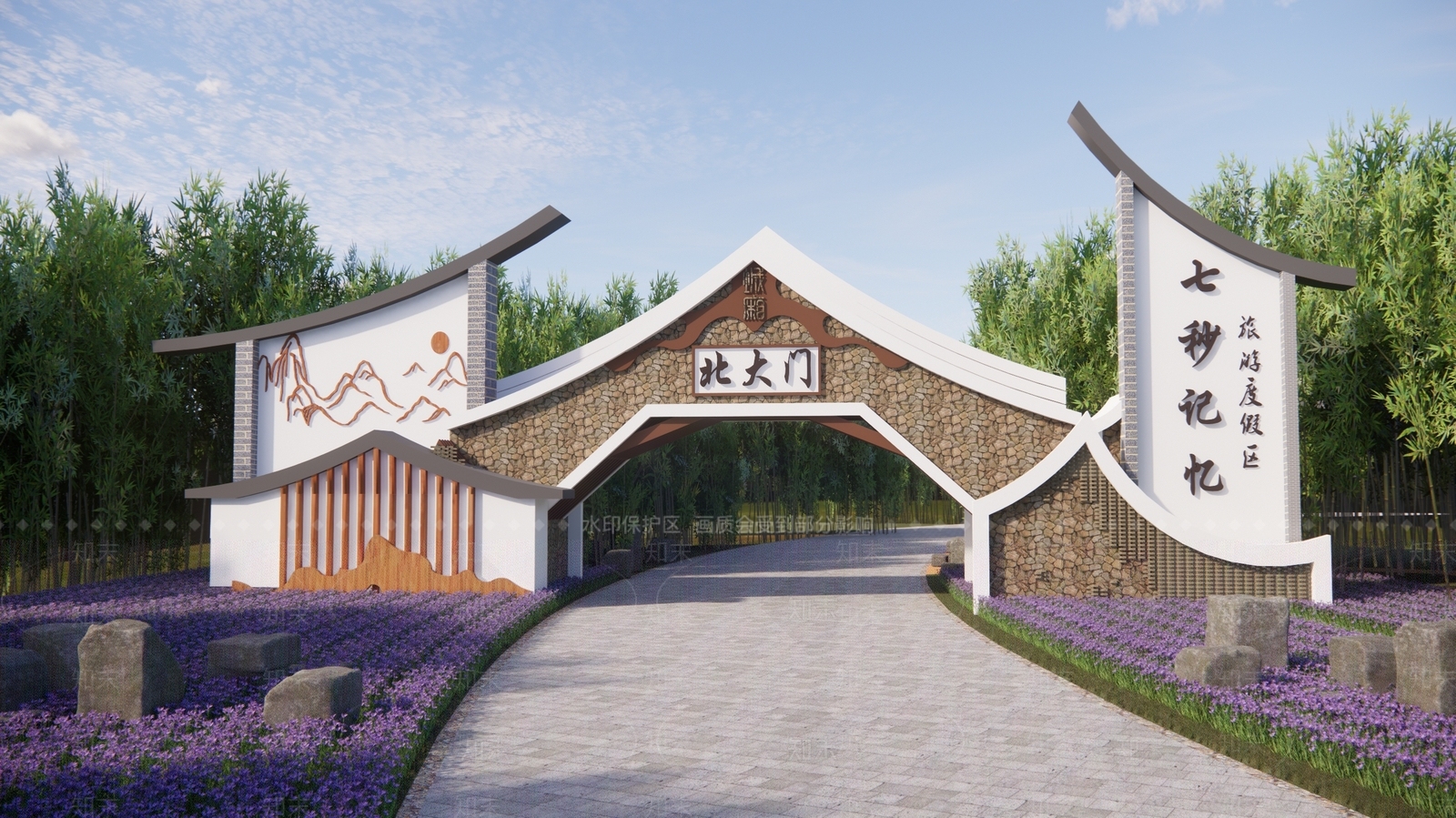 现代乡村景观大门3D模型下载【ID:1189903776】