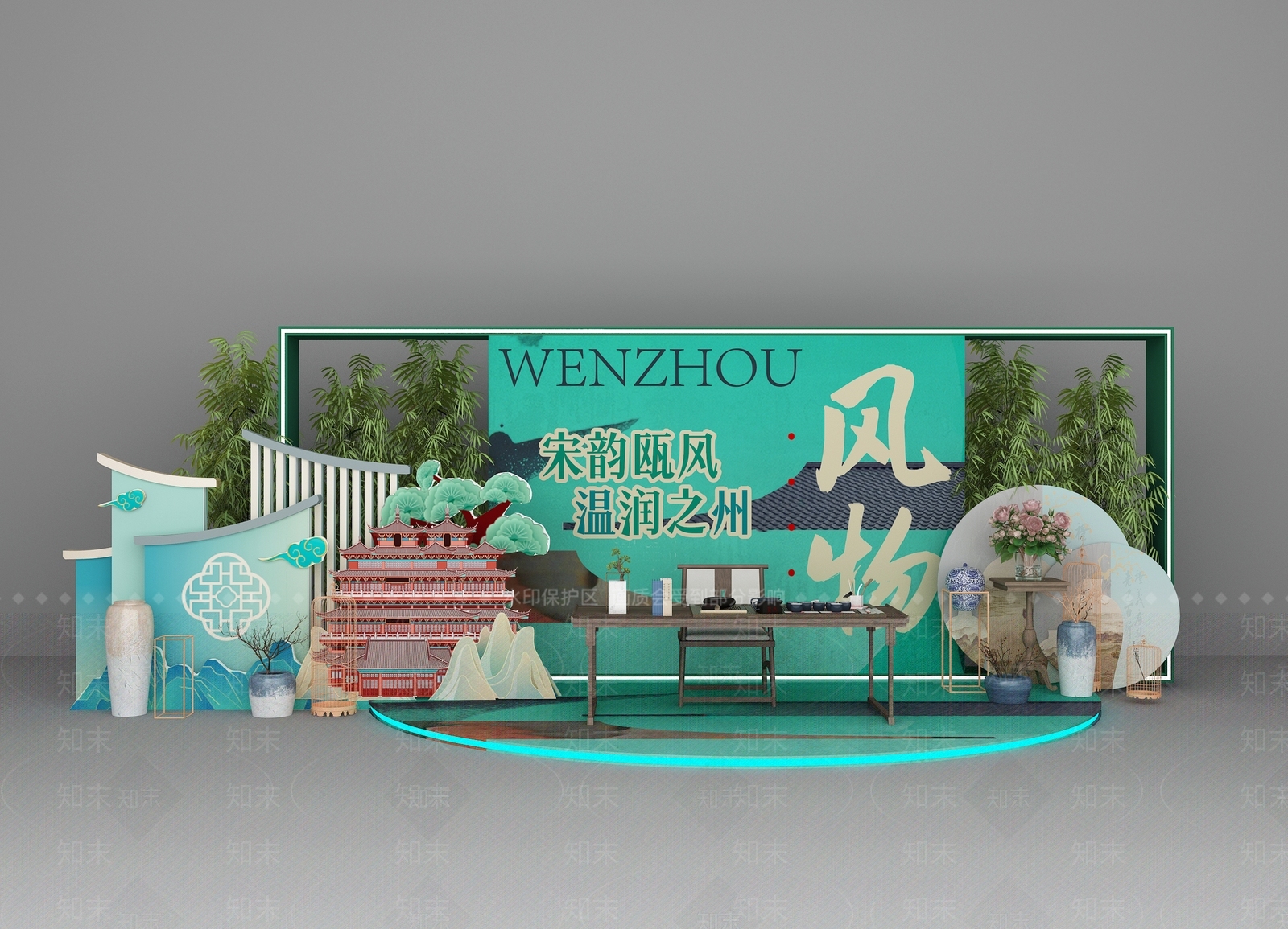 新中式中式橱窗3D模型下载【ID:1189910595】