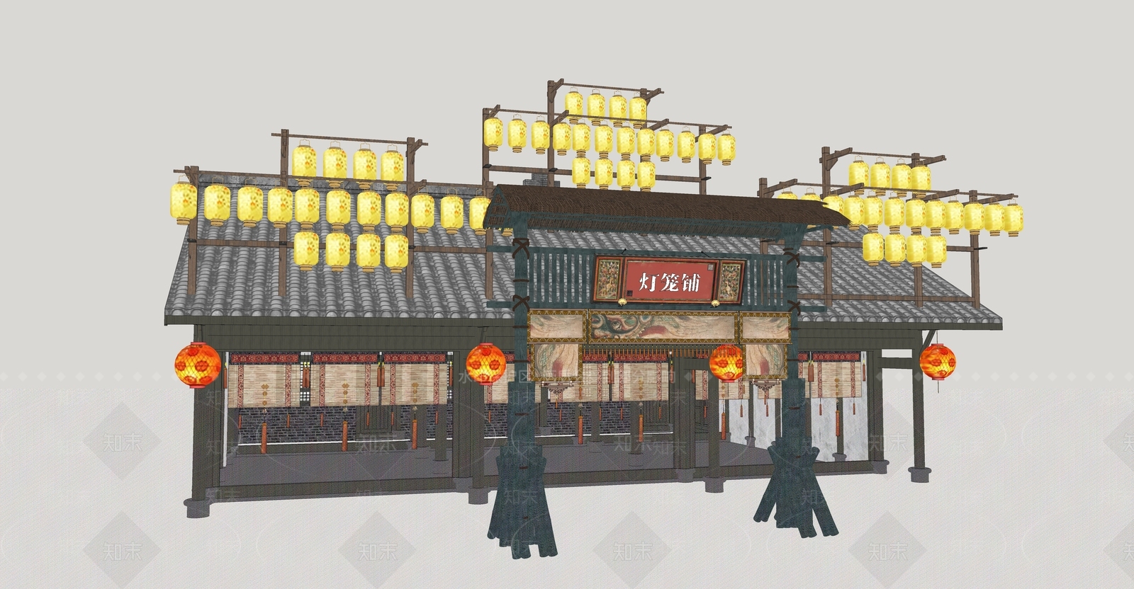 中式古建筑SU模型下载【ID:1189917195】