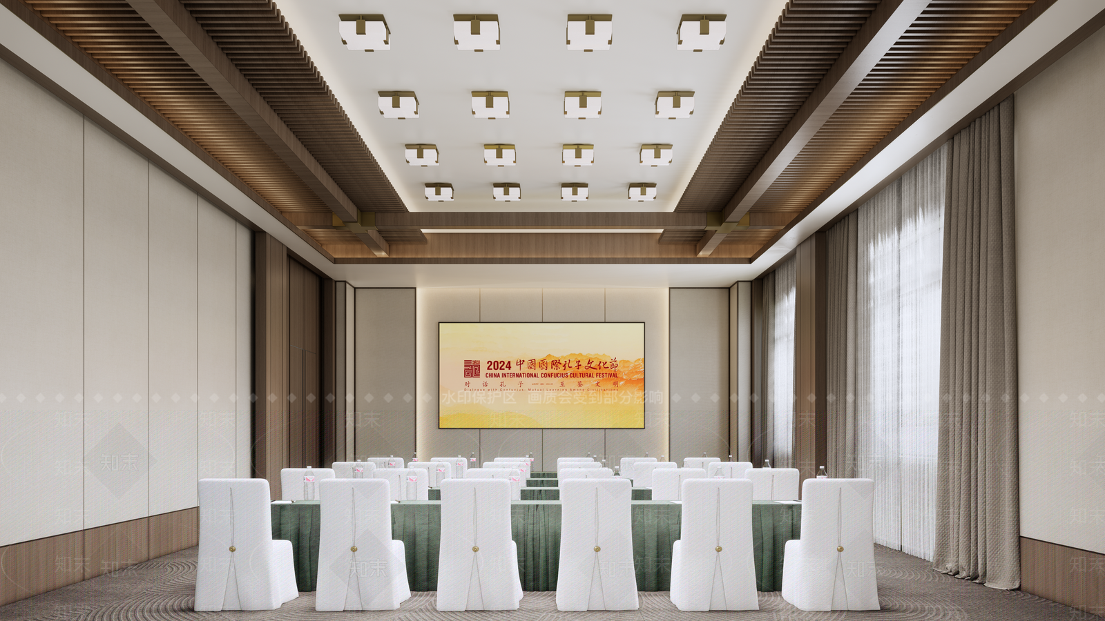 新中式酒店空间SU模型草图