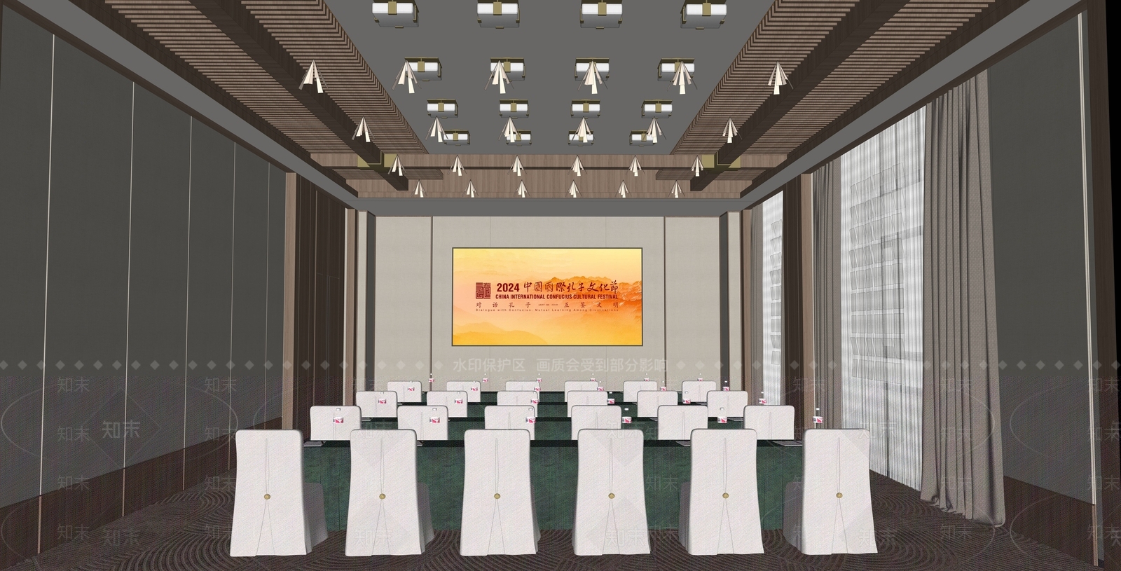 新中式现代其他酒店空间SU模型下载【ID:1189914294】