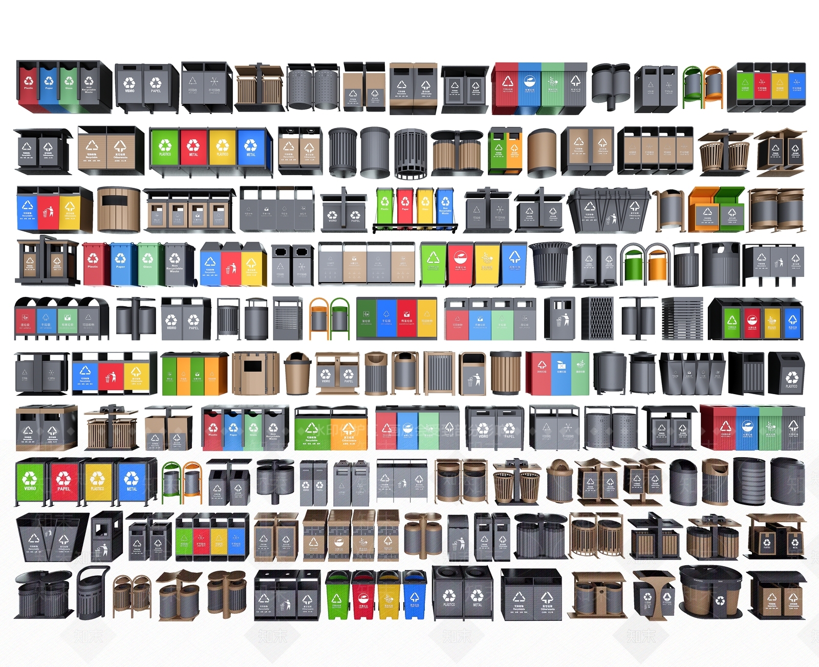 现代新中式垃圾桶SU模型下载【ID:1189914955】