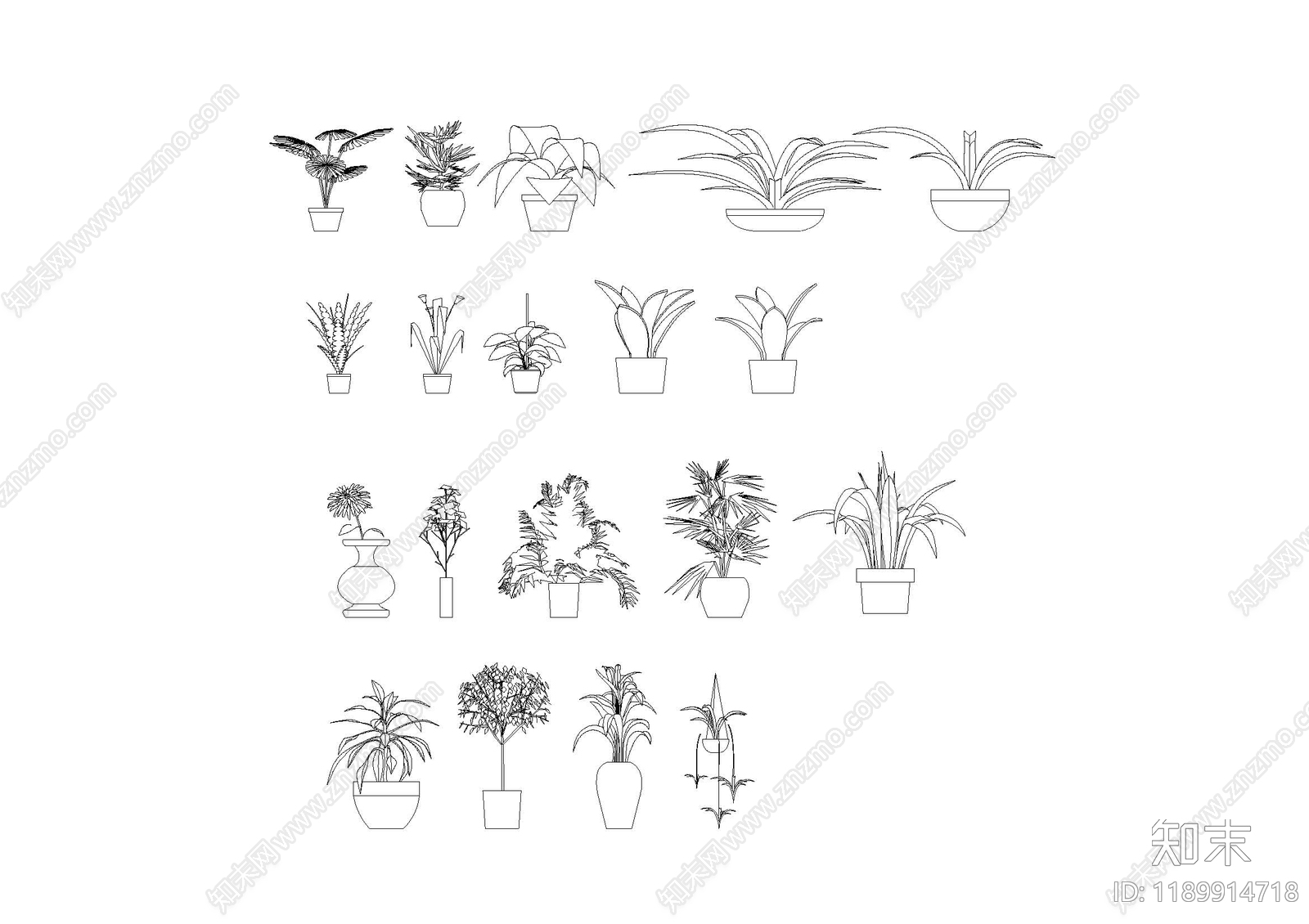 现代绿植cad施工图下载【ID:1189914718】