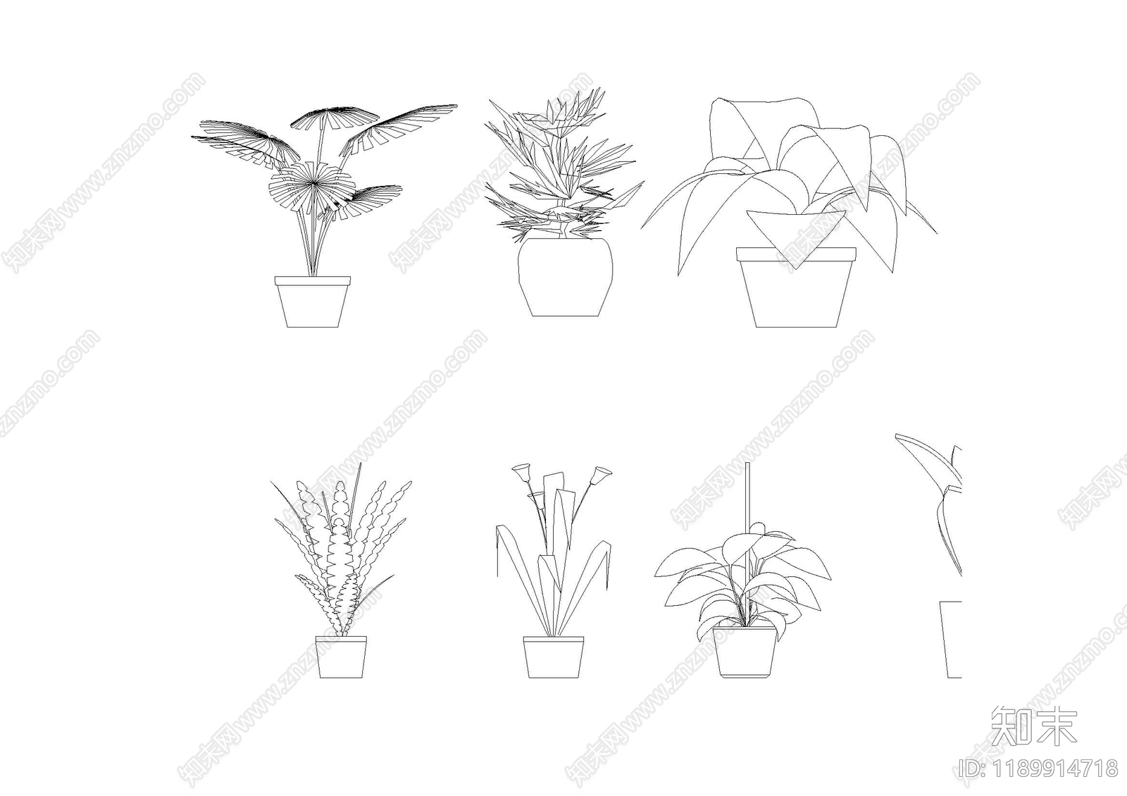 现代绿植cad施工图下载【ID:1189914718】