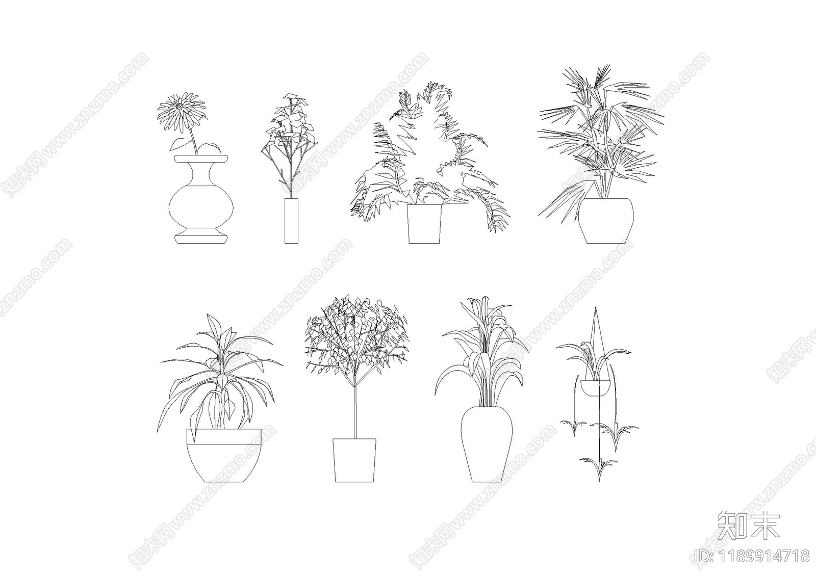 现代绿植cad施工图下载【ID:1189914718】