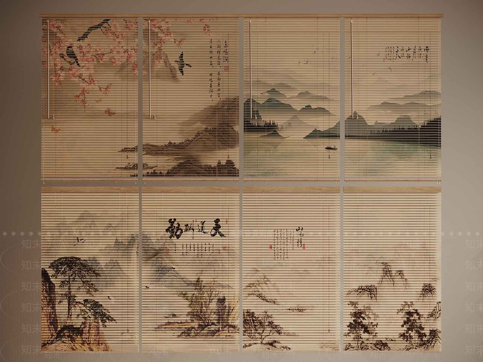 新中式中古百叶帘3D模型下载【ID:1189917556】