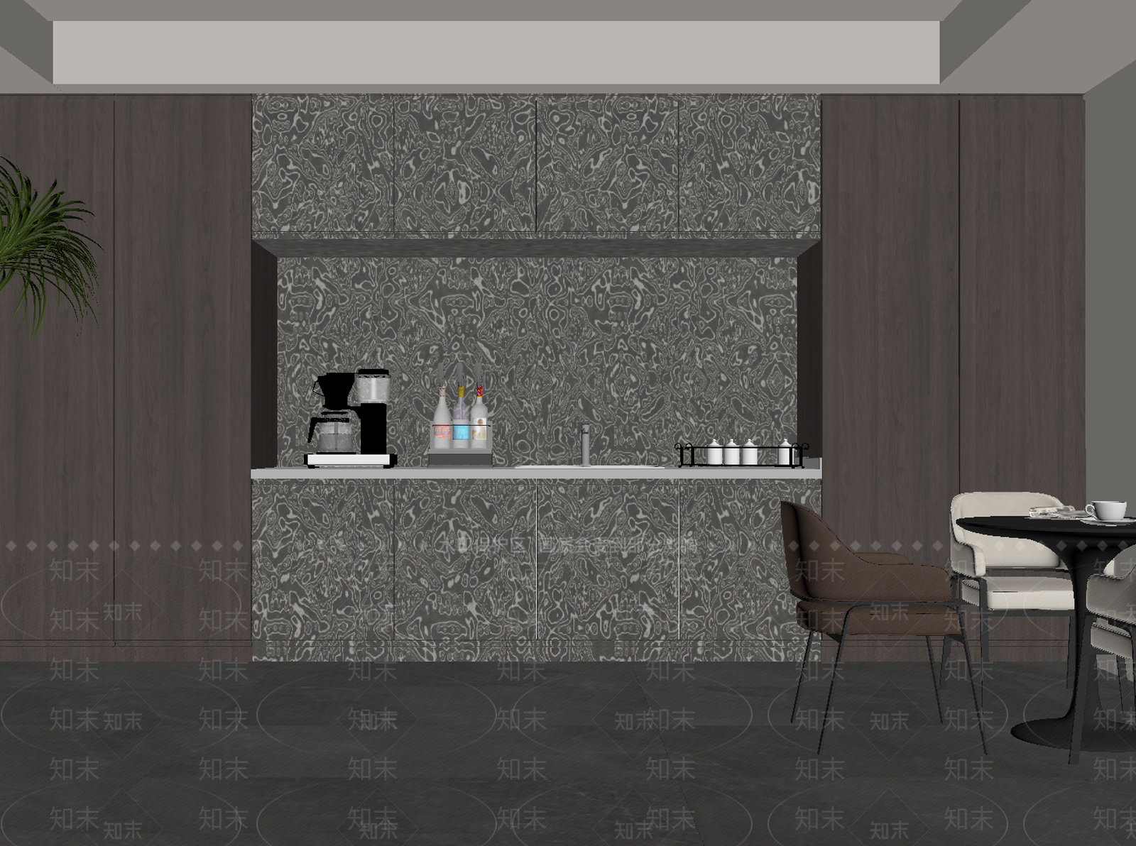 现代茶水间SU模型下载【ID:1189918487】