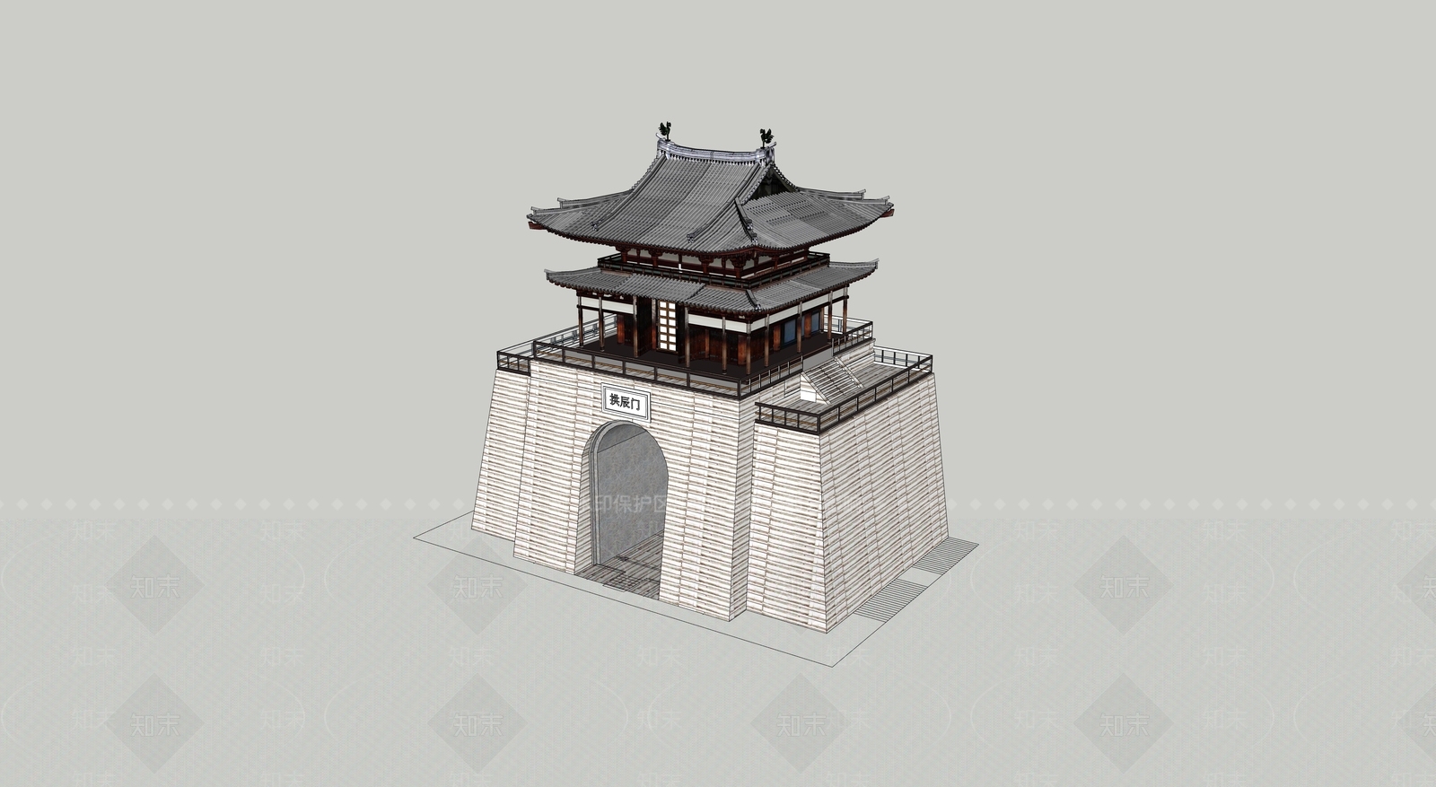 中式古建筑SU模型下载【ID:1189920138】