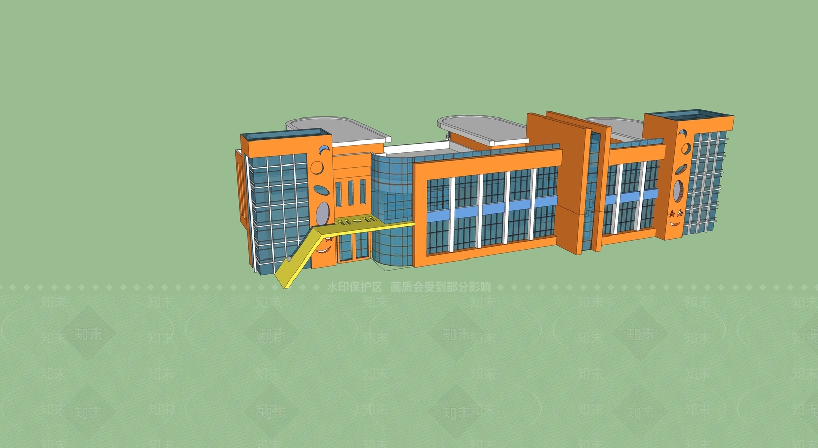 简欧现代幼儿园SU模型下载【ID:1189920401】