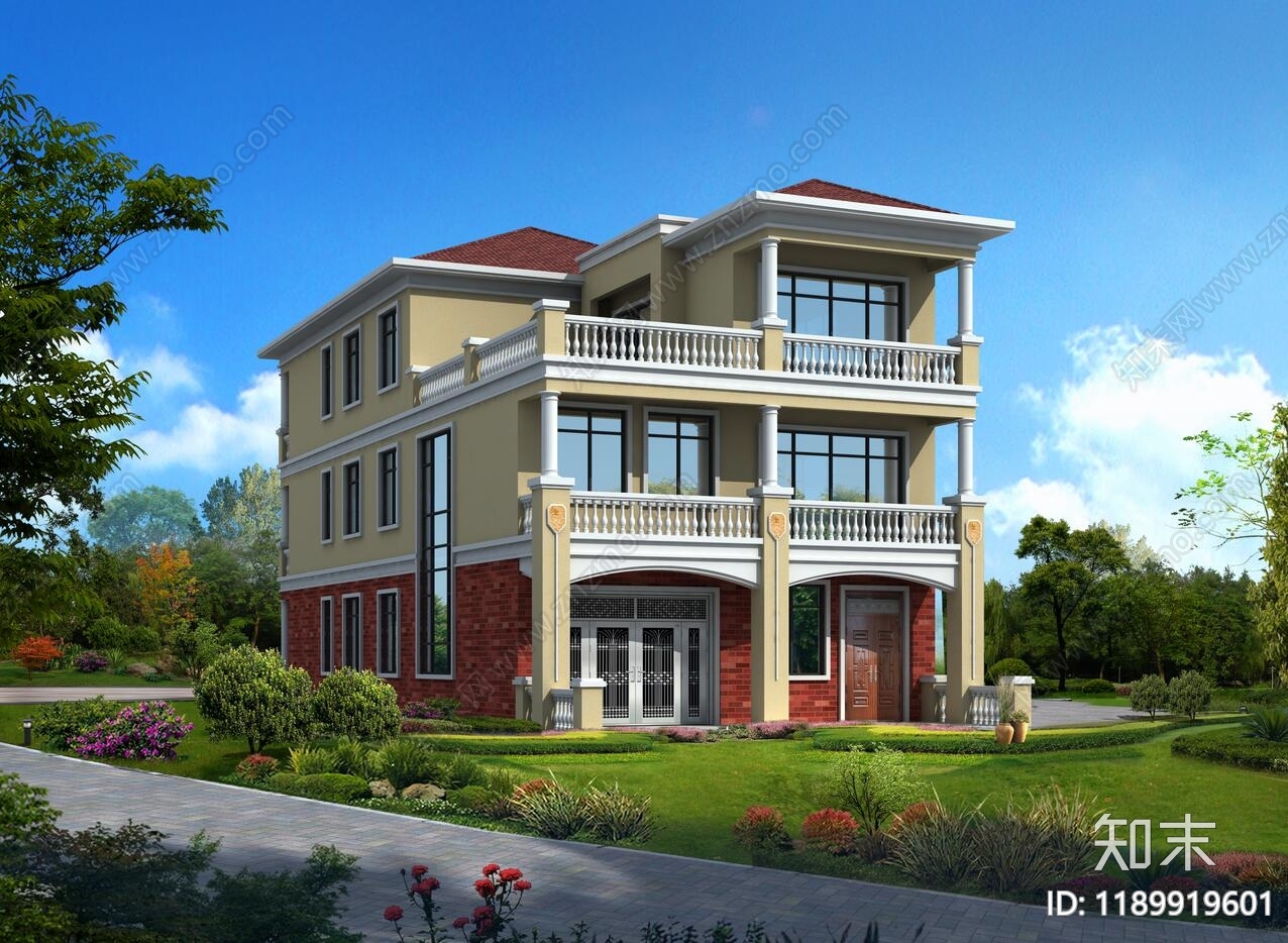 欧式别墅建筑施工图下载【ID:1189919601】