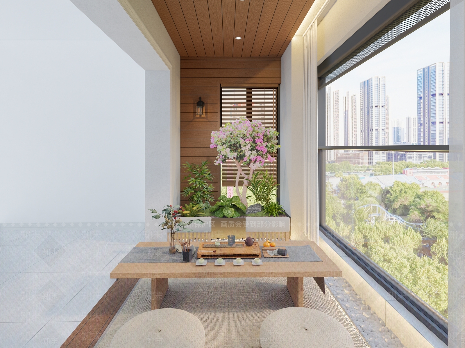 新中式家居阳台SU模型下载【ID:1189919688】