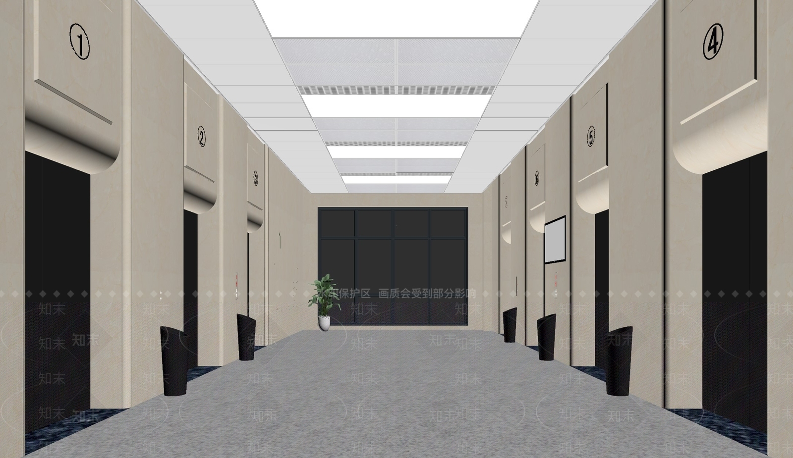 现代电梯厅SU模型下载【ID:1189920688】