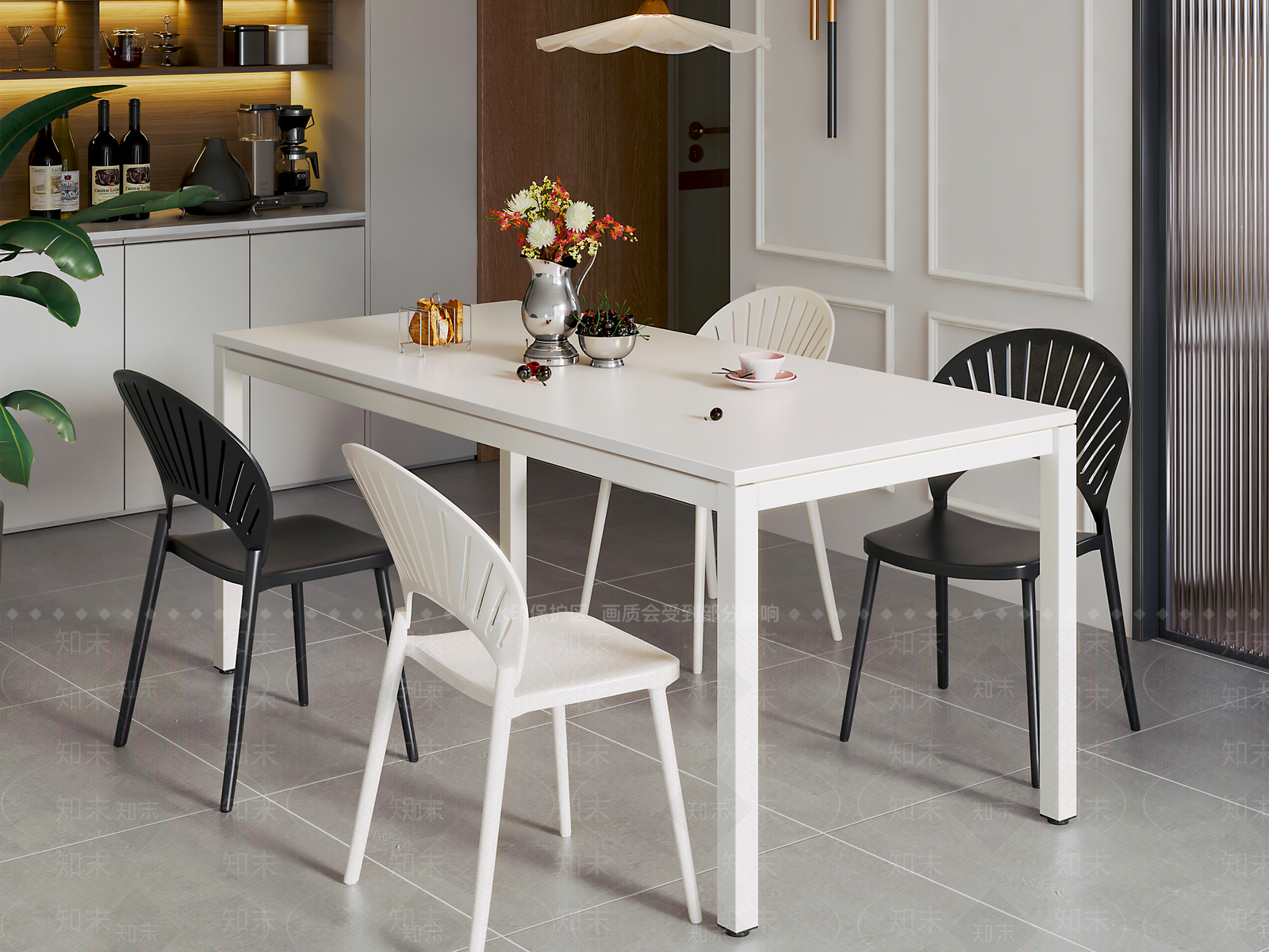 现代法式餐桌3D模型下载【ID:1189924170】