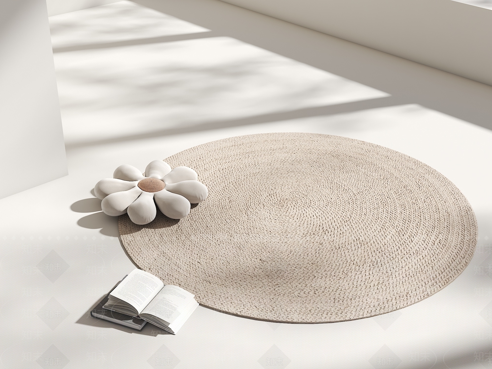 简约奶油圆形地毯SU模型下载【ID:1189930018】