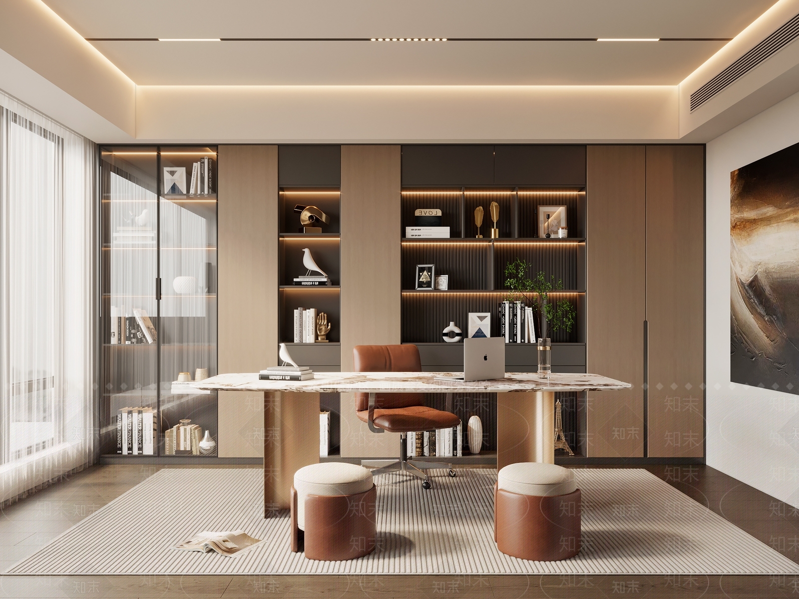 现代意式书房3D模型下载【ID:1189936570】