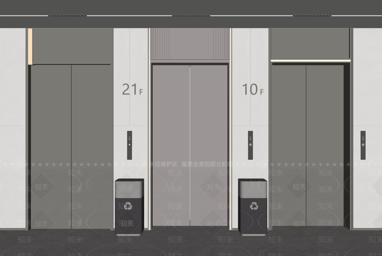 现代极简电梯厅SU模型下载【ID:1189938481】