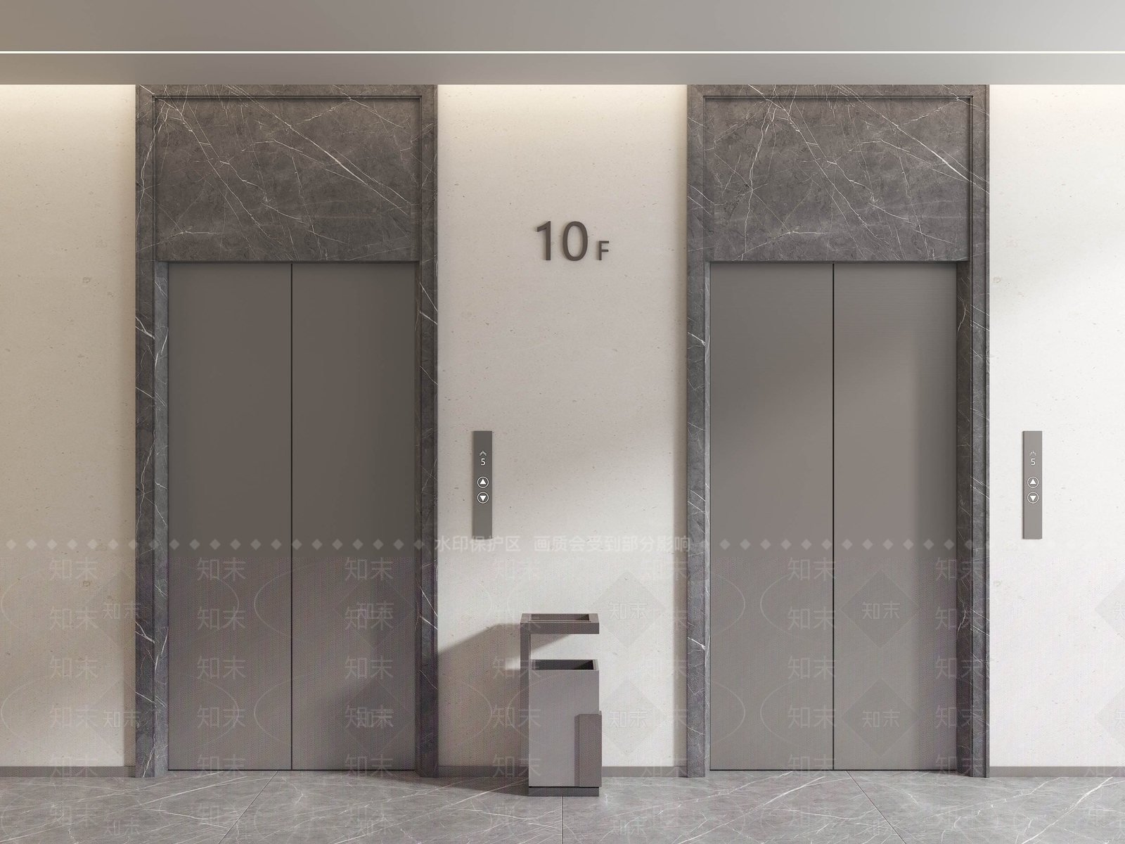现代极简电梯间3D模型下载【ID:1189938466】