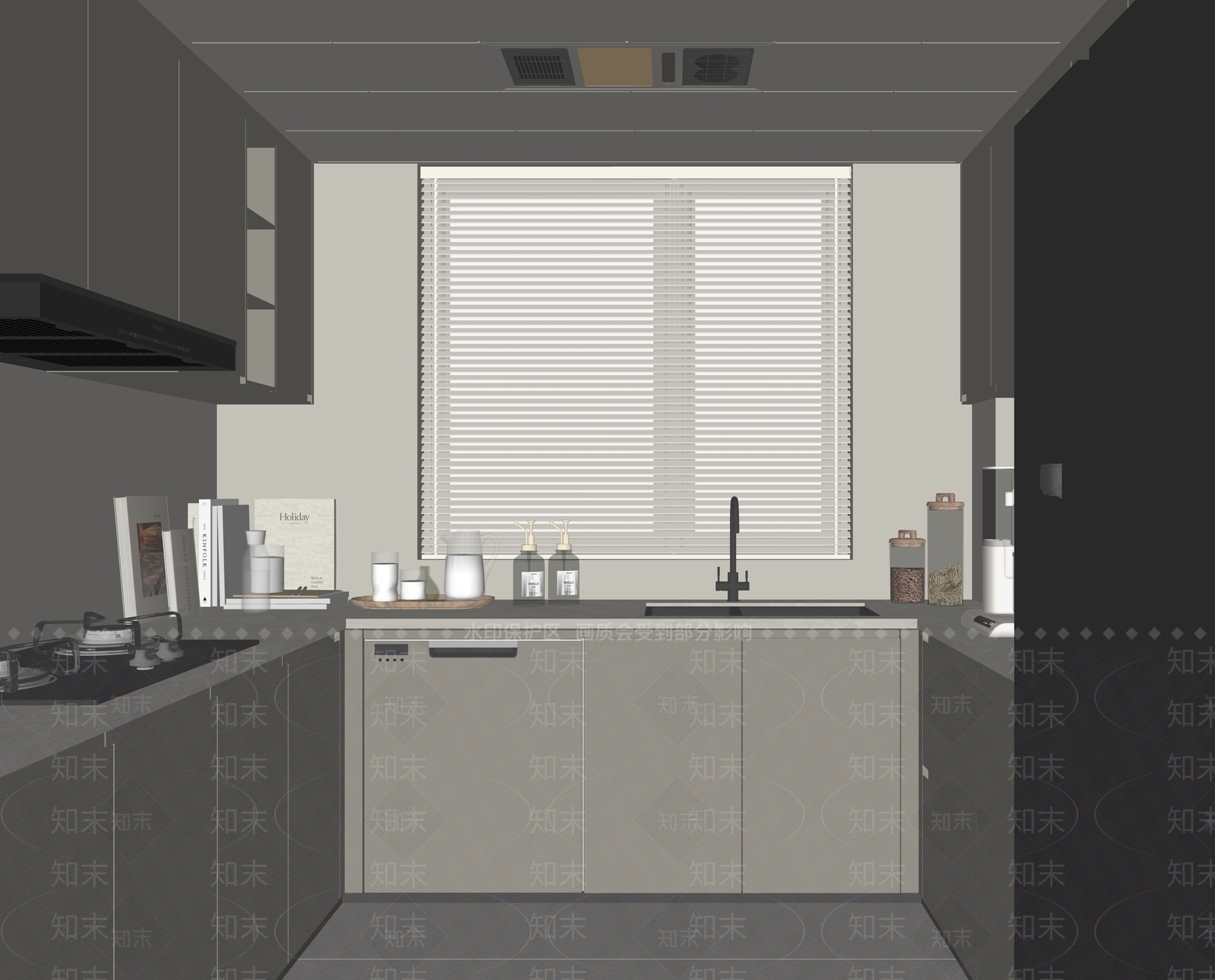现代封闭式厨房SU模型下载【ID:1189938428】