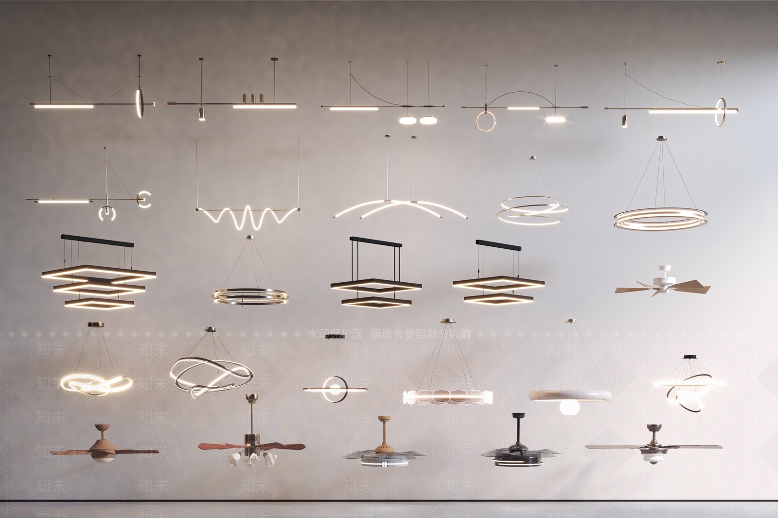 现代客厅吊灯3D模型下载【ID:1189943313】