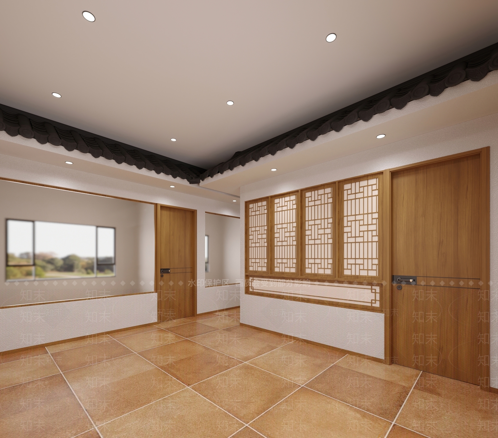 新中式原木教室3D模型下载【ID:1189943687】