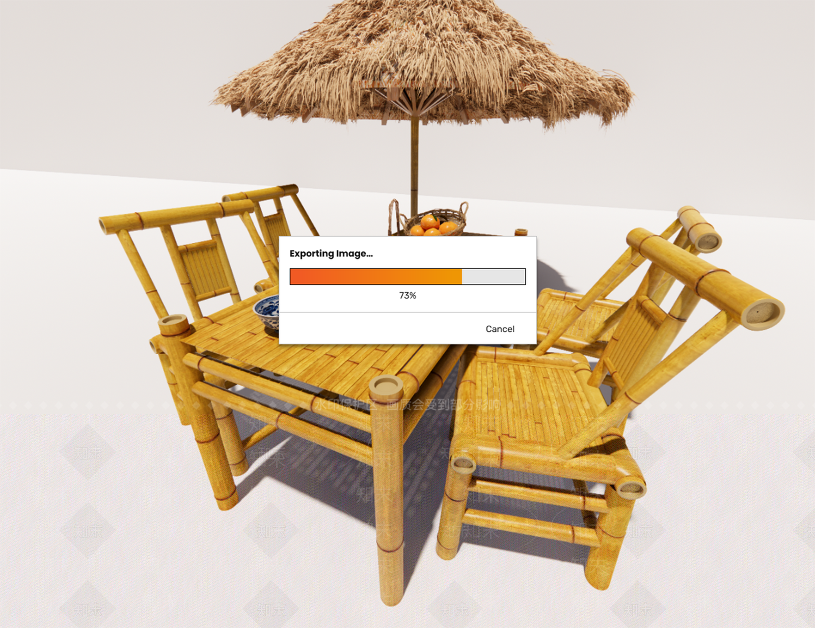 中式户外桌椅SU模型下载【ID:1189945371】