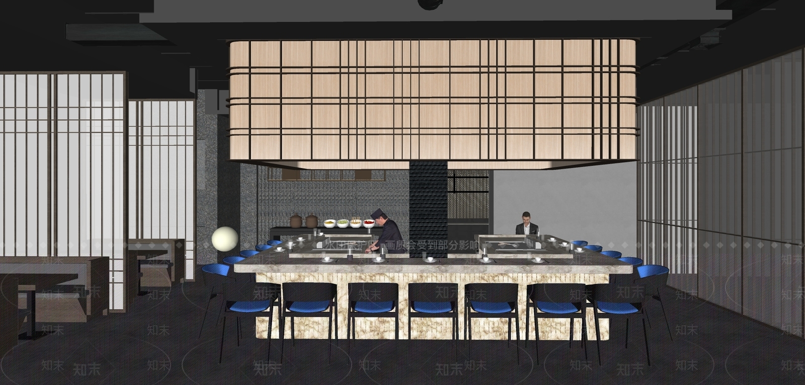 日式日料店SU模型下载【ID:1189945414】