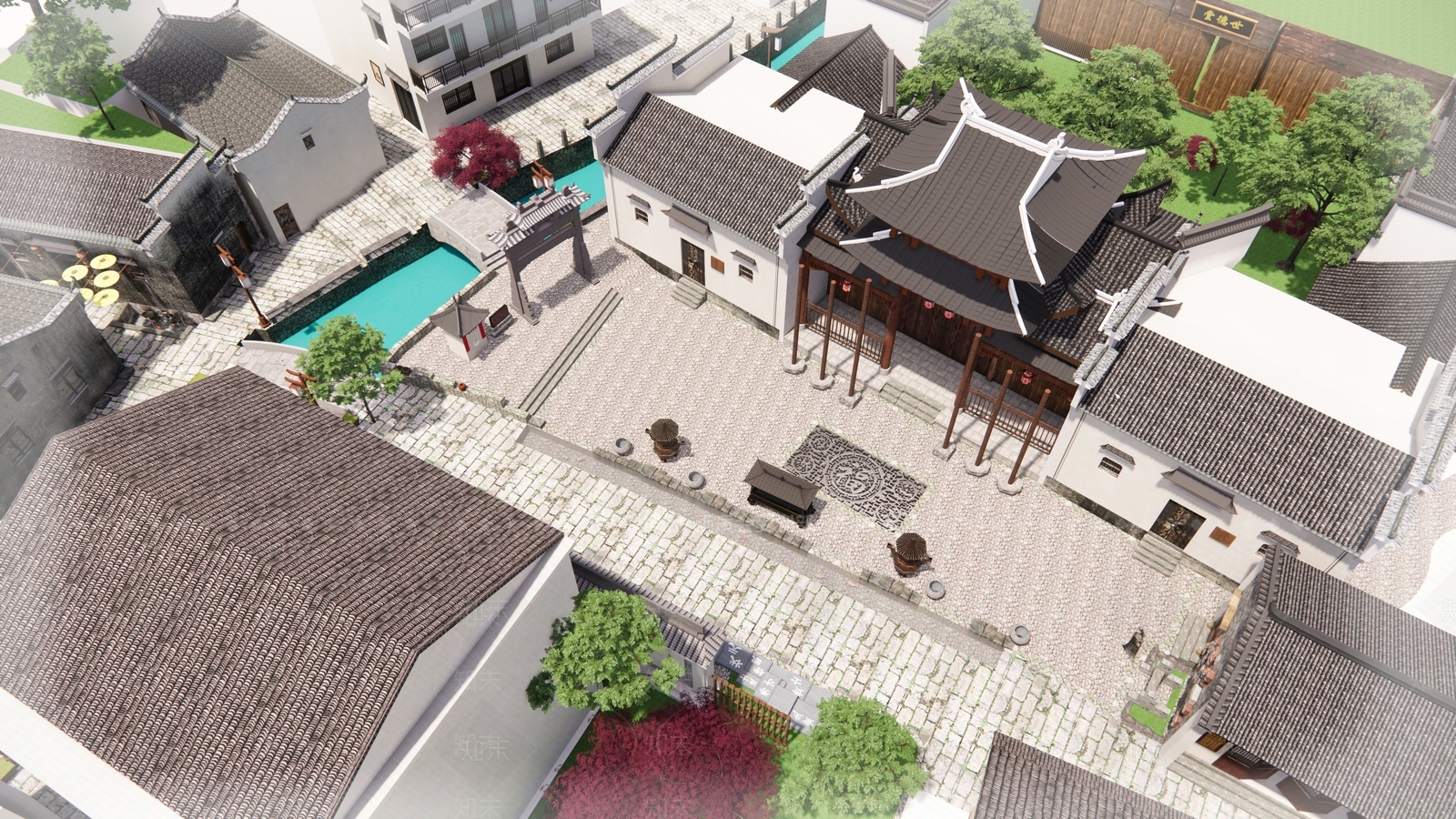 中式新中式古建筑SU模型下载【ID:1189946110】