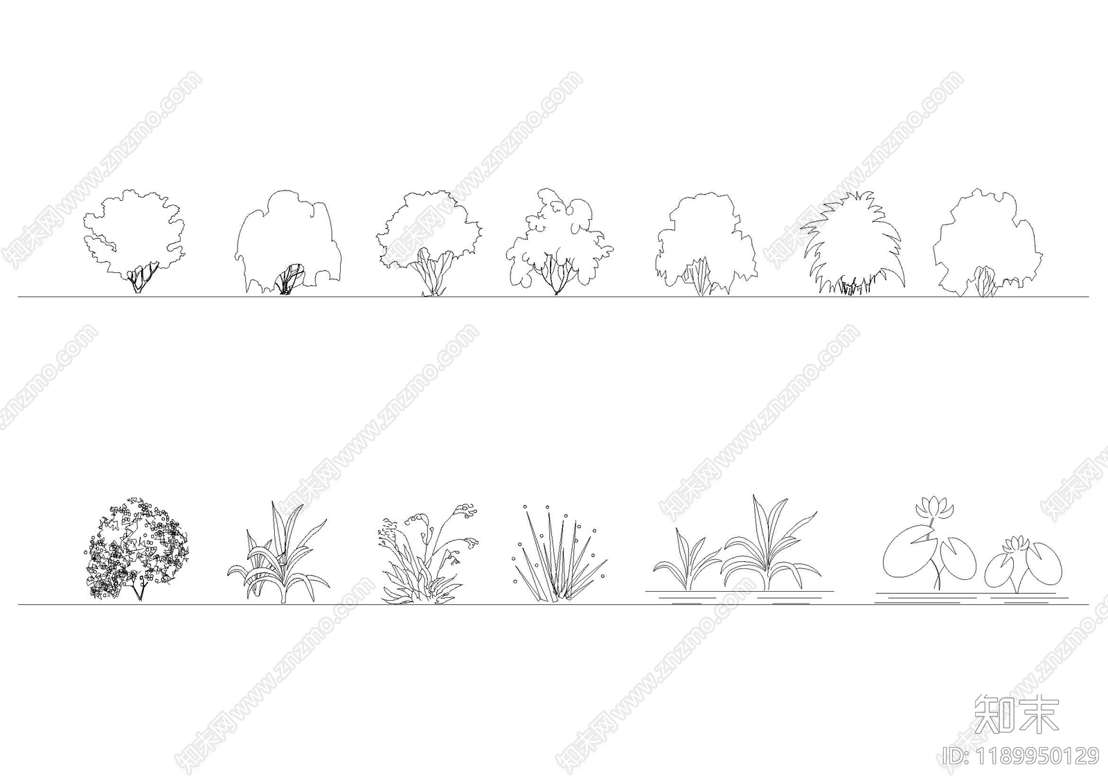 现代绿植cad施工图下载【ID:1189950129】