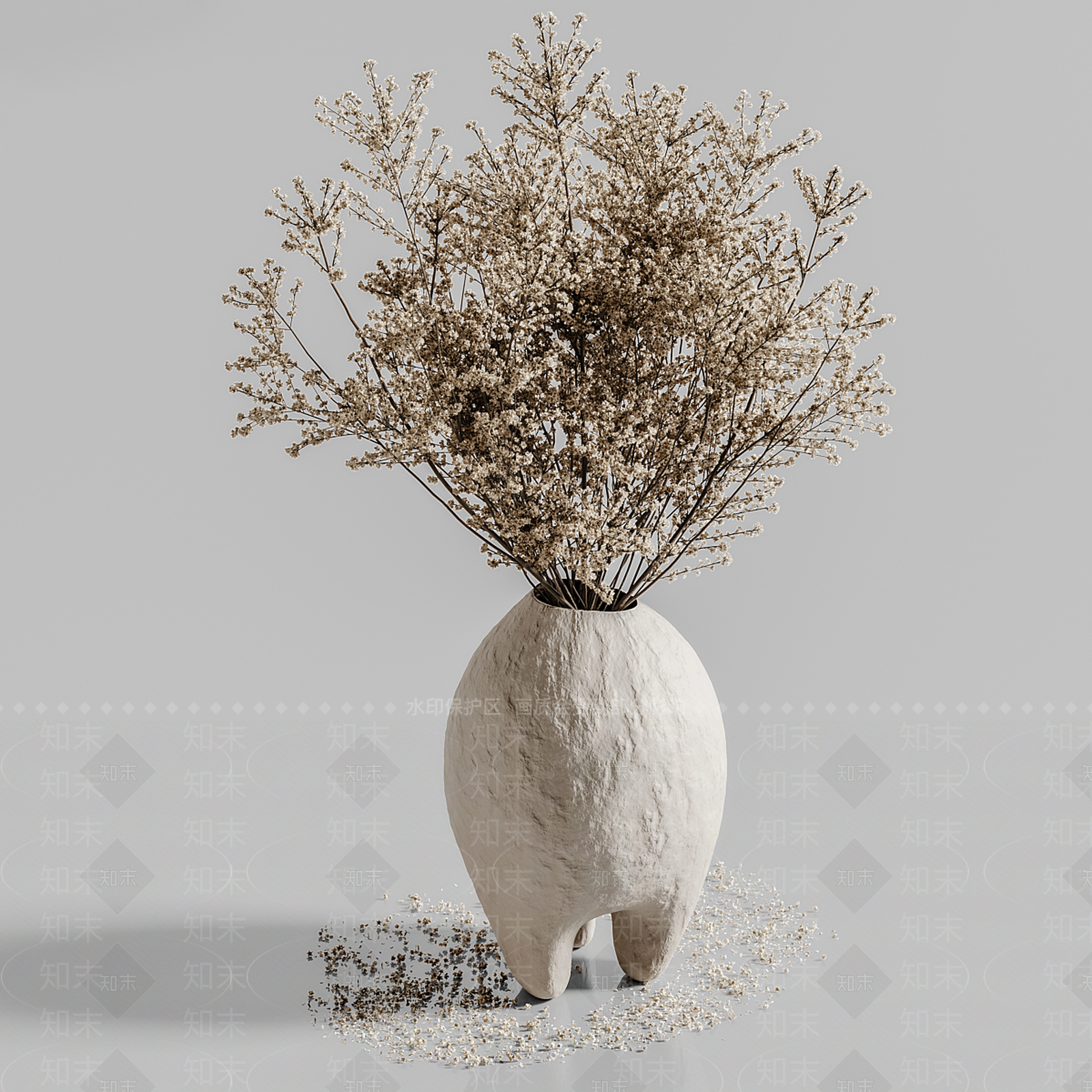 新中式侘寂花艺3D模型下载【ID:1189953590】