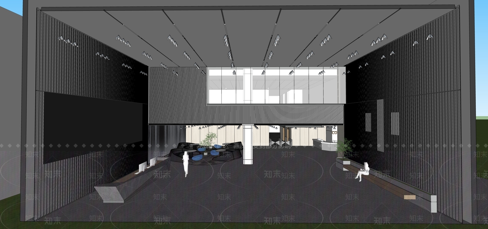 现代办公大堂SU模型下载【ID:1189955639】
