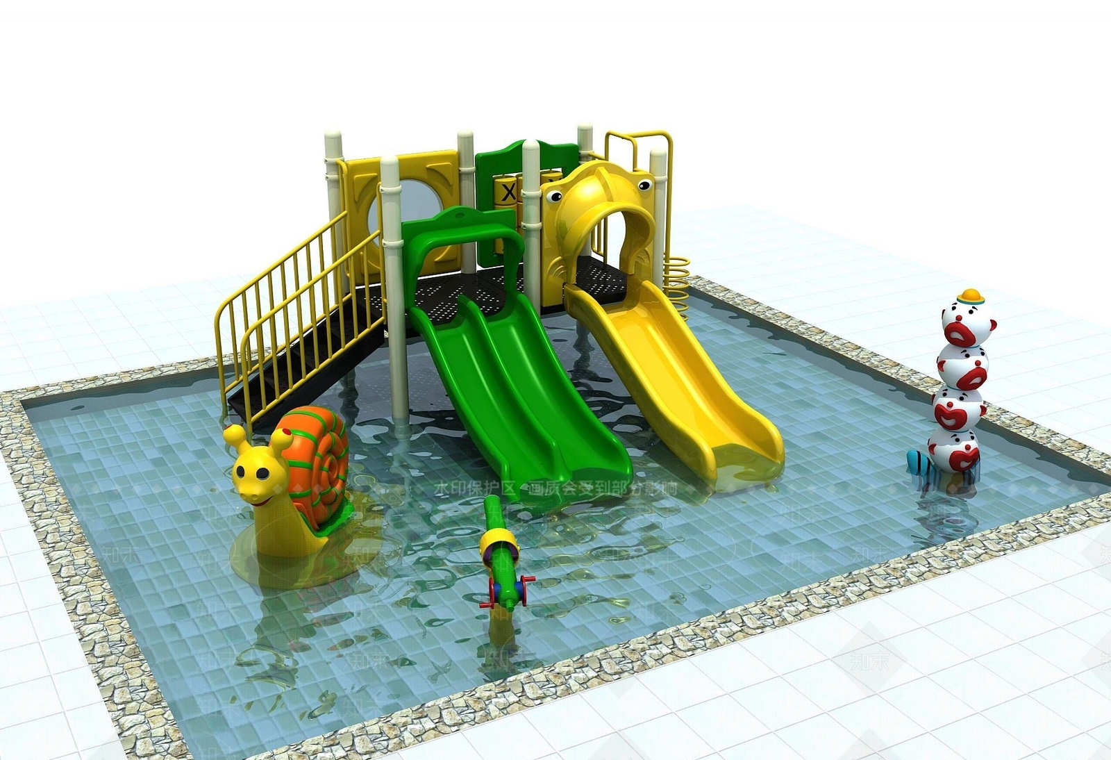 现代滑梯游乐设施3D模型下载【ID:1189956208】