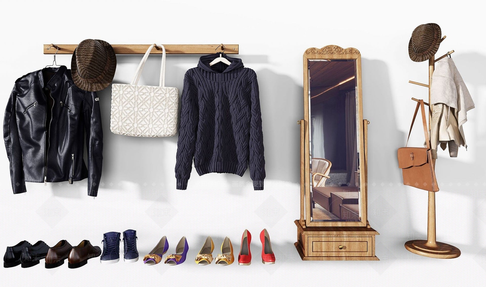 现代衣服鞋子3D模型下载【ID:1189956730】