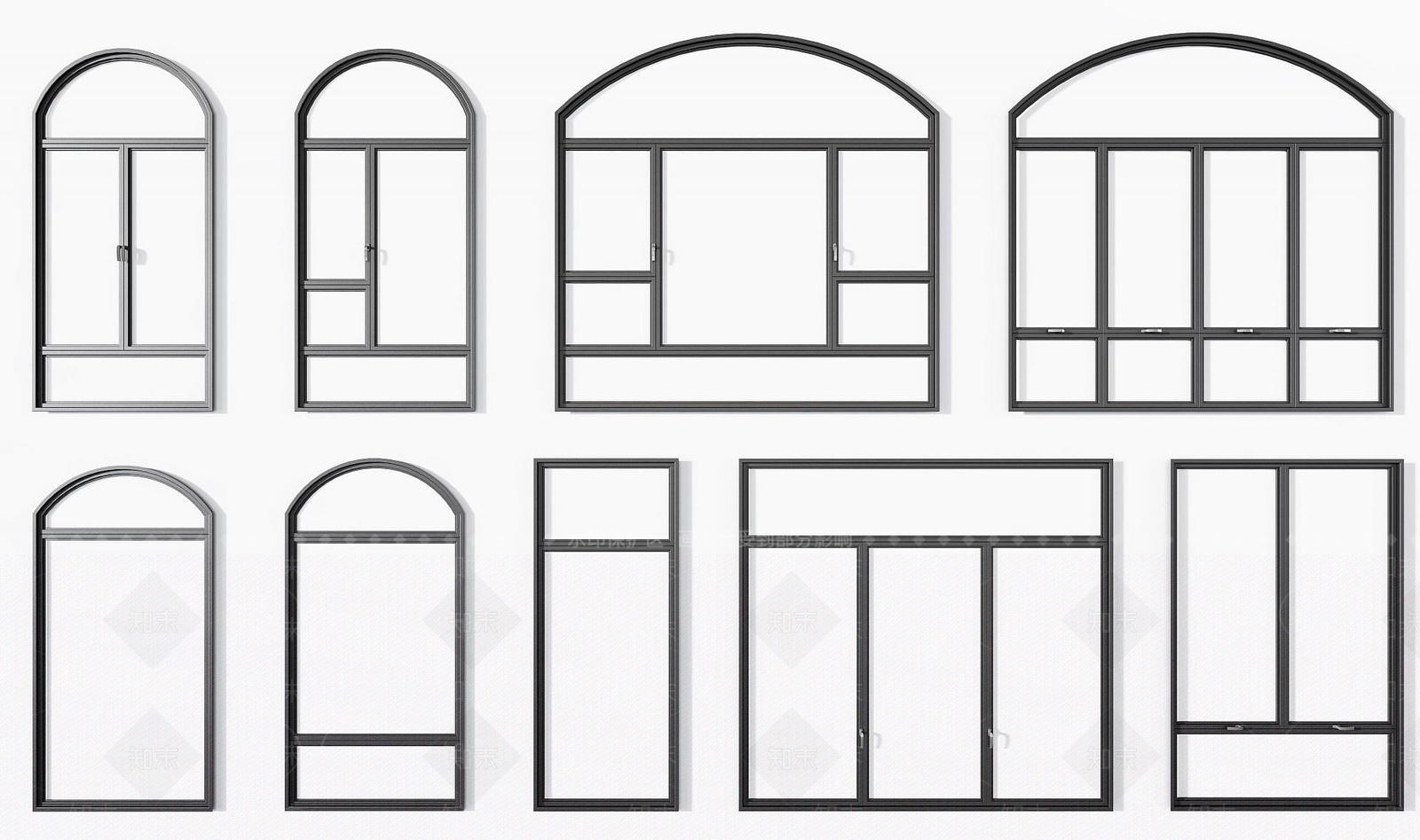 现代铝合金窗户3D模型下载【ID:1189956801】