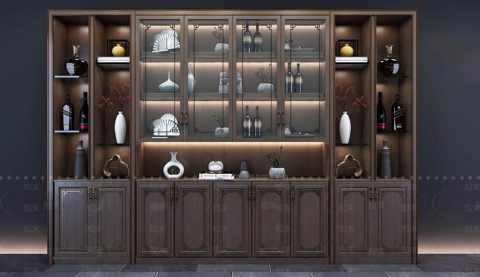 新中式酒柜3D模型下载【ID:1189956949】