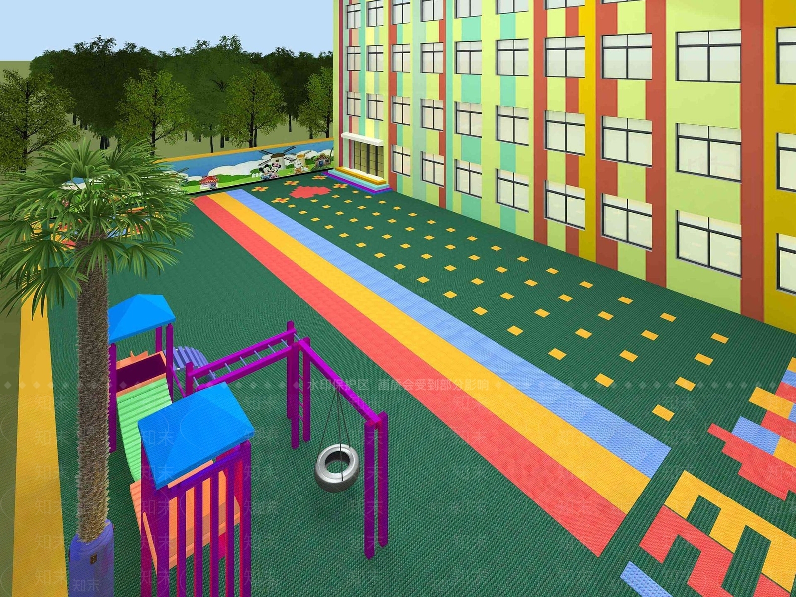 现代幼儿园操场3D模型下载【ID:1189957222】