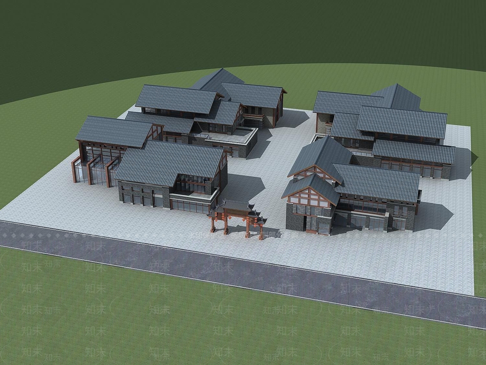新中式商业街3D模型下载【ID:1189957329】