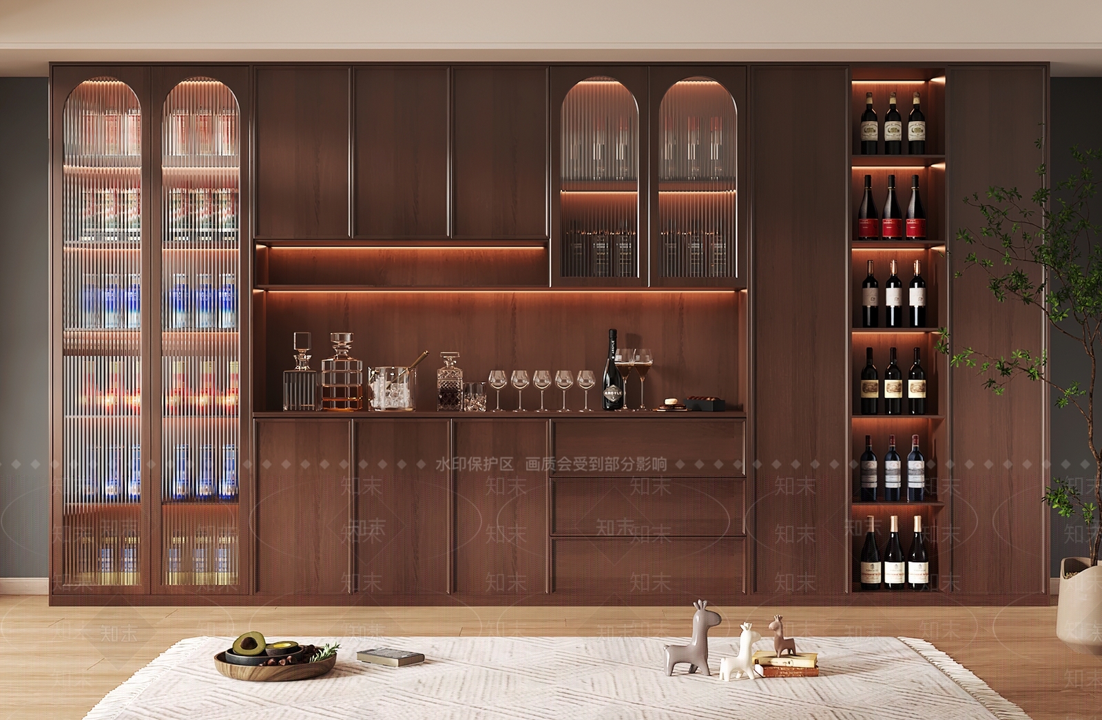 美式酒柜3D模型下载【ID:1189959243】