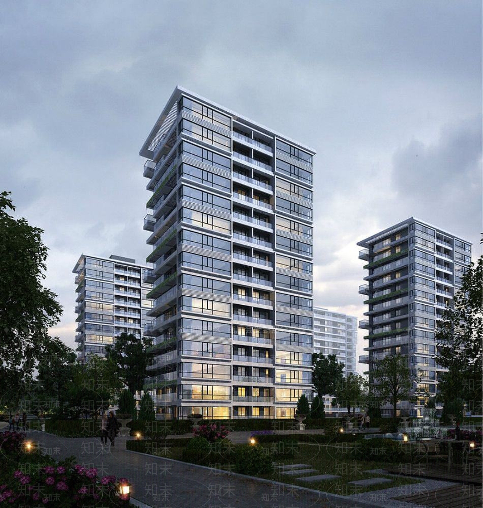 现代住宅小区3D模型下载【ID:1189961957】