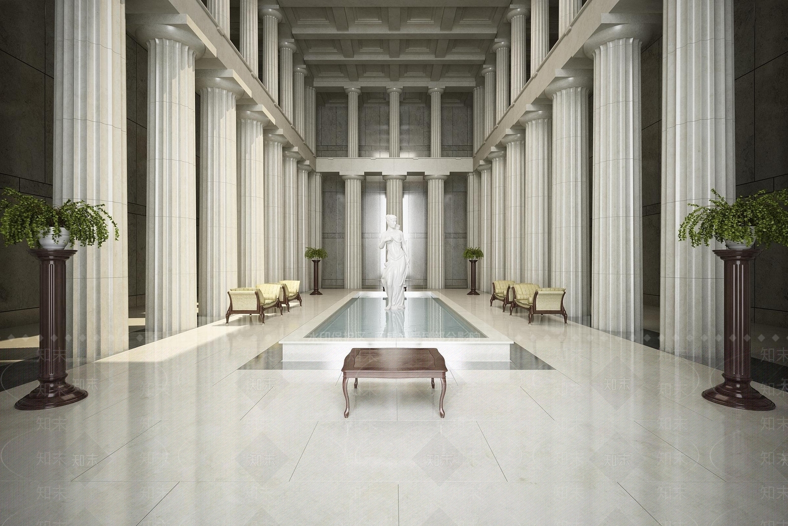 现代办公大厅3D模型下载【ID:1189963776】