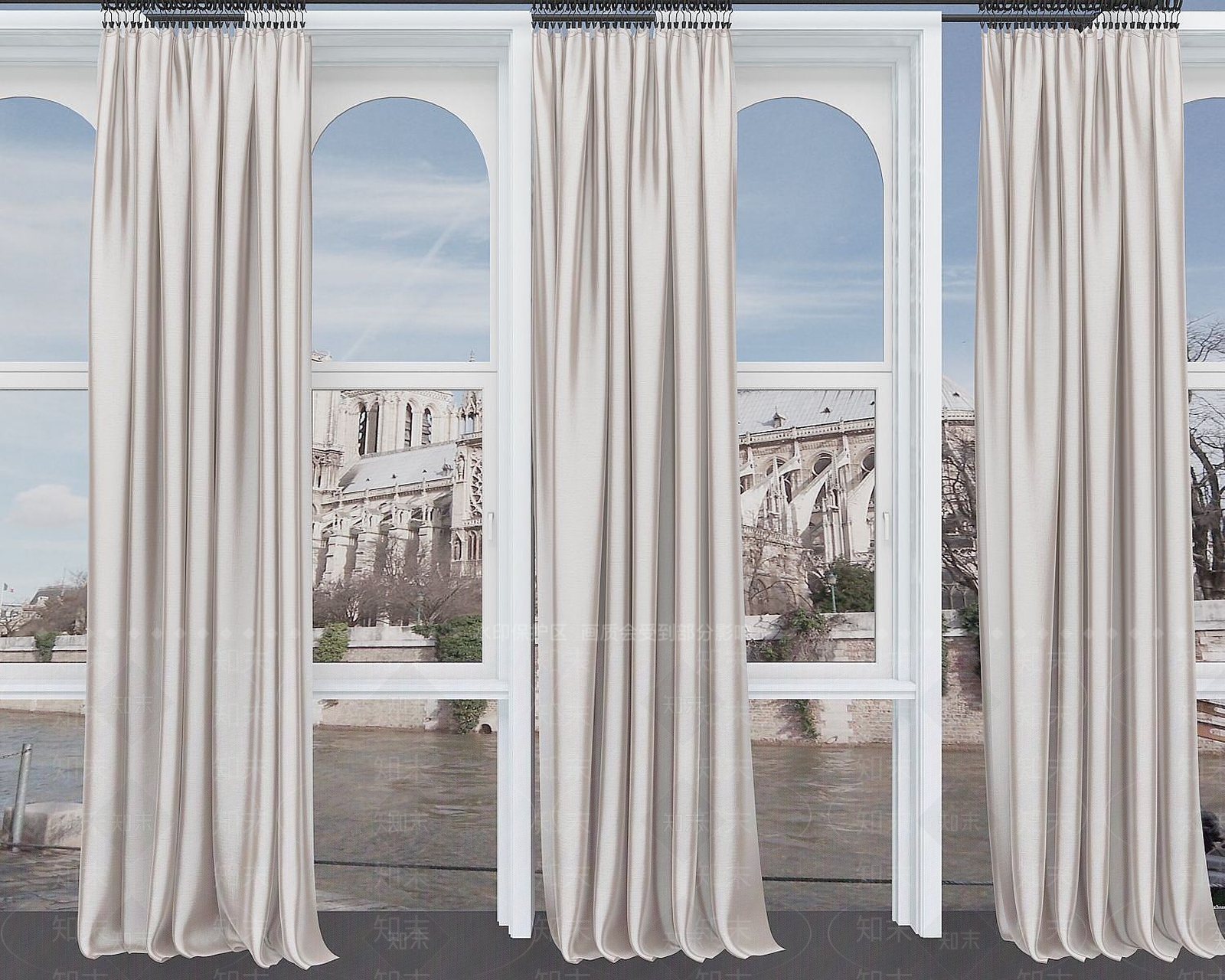 法式落地窗帘3D模型下载【ID:1189966500】