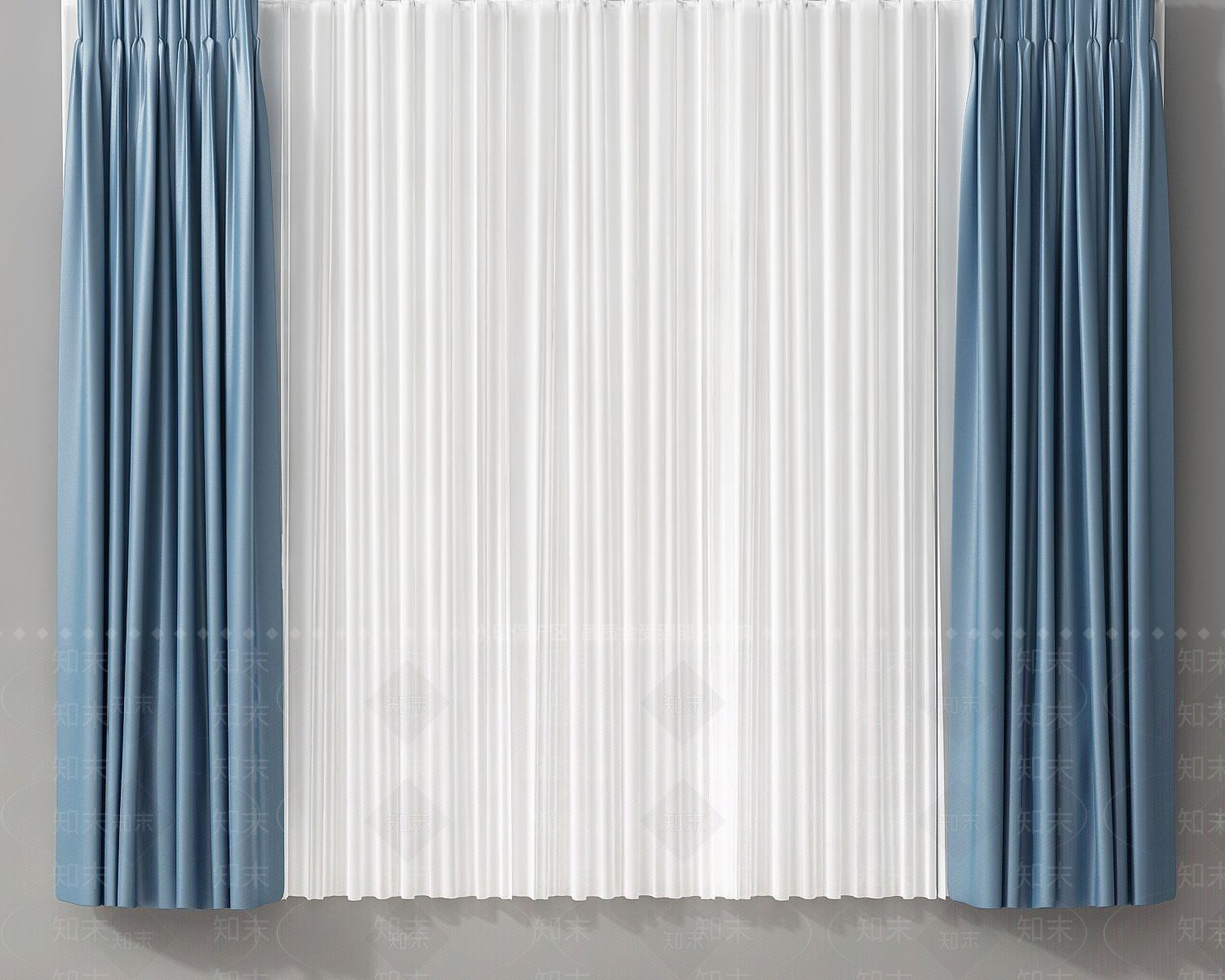 现代简约窗帘纱帘3D模型下载【ID:1189966632】