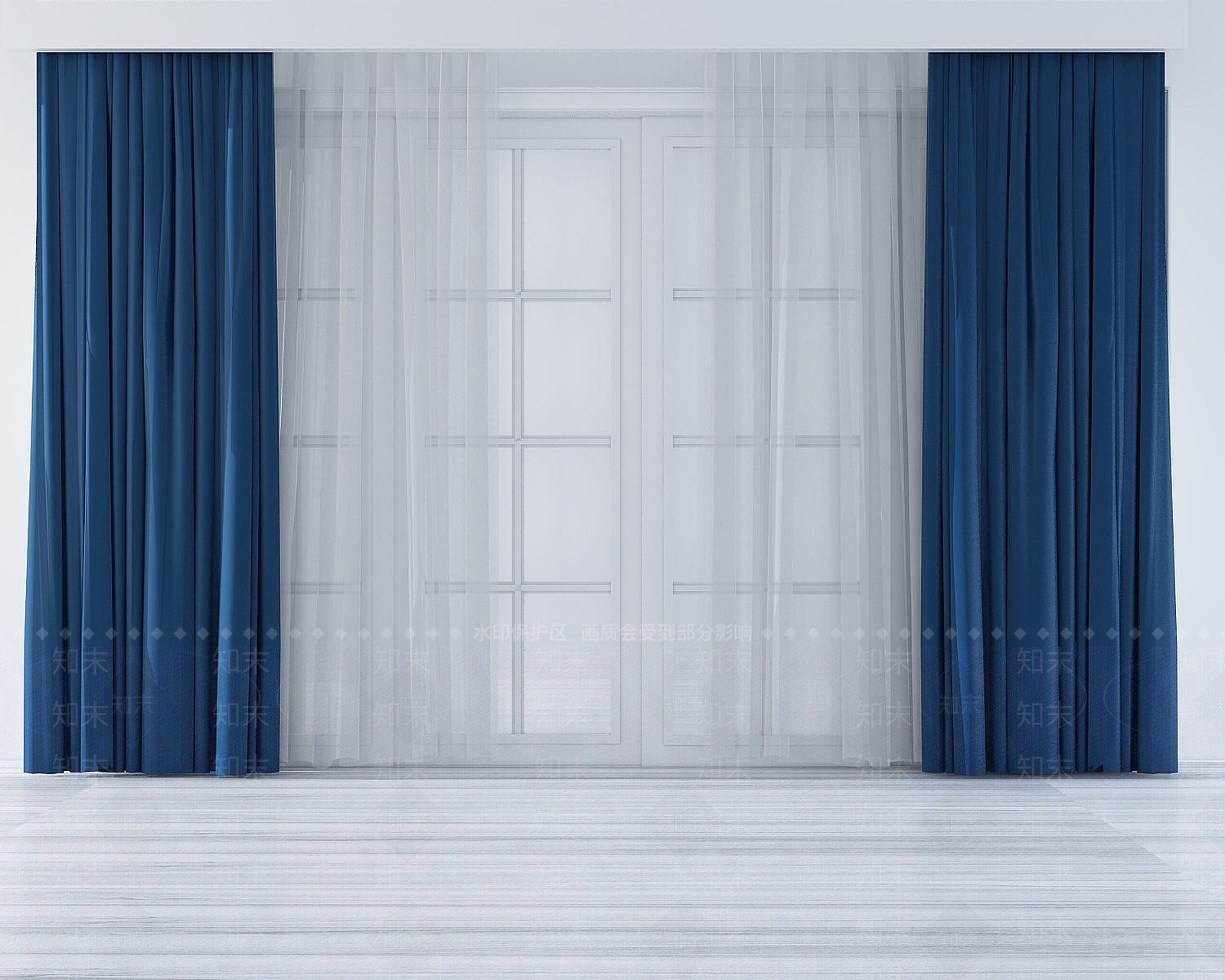 现代简约窗帘纱帘3D模型下载【ID:1189967081】