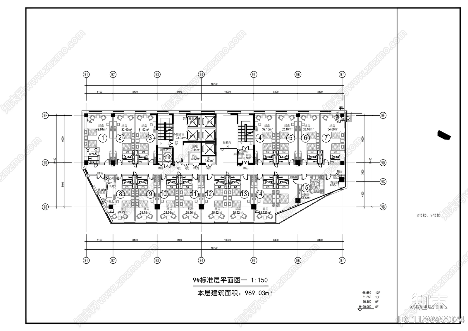 现代办公楼建筑cad施工图下载【ID:1189968024】