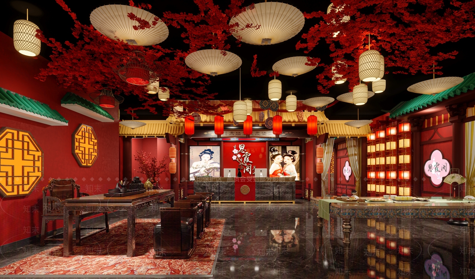 复古中式足浴店3D模型下载【ID:1189971331】