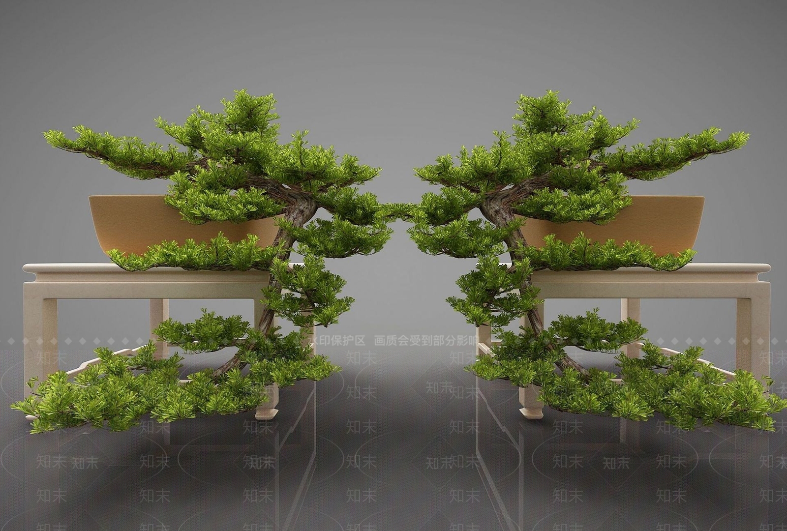 新中式风格盆栽盆景3D模型下载【ID:1189970727】